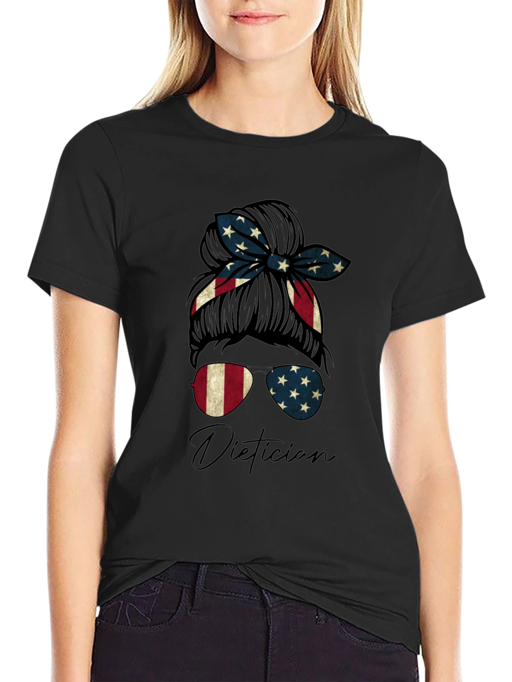 Patriotic Dietician Messy Bun T-Shirt