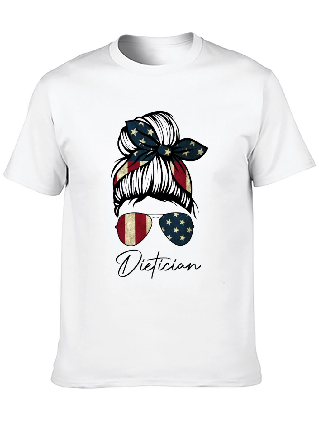 Patriotic Dietician Messy Bun T-Shirt