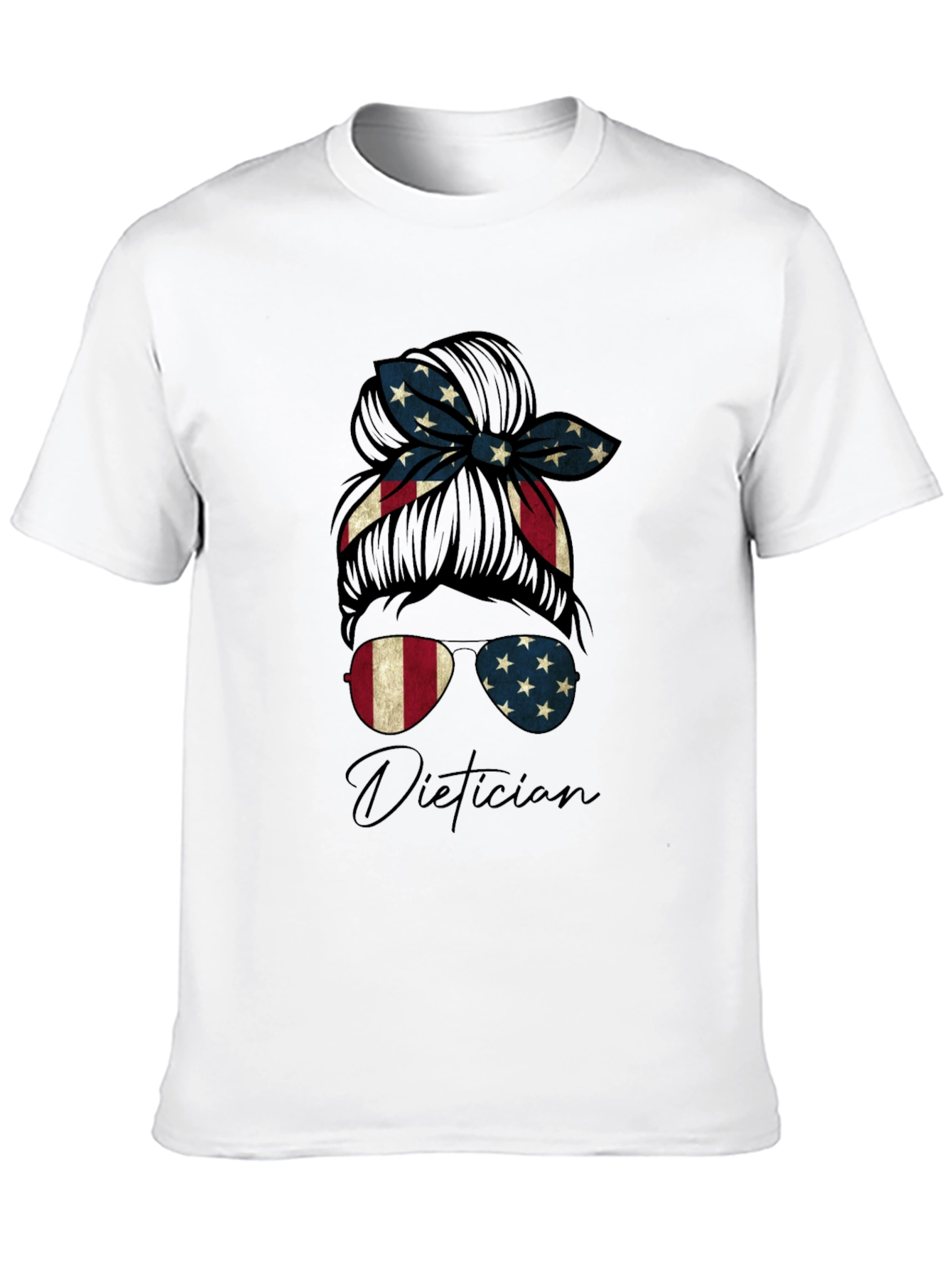 Patriotic Dietician Messy Bun T-Shirt