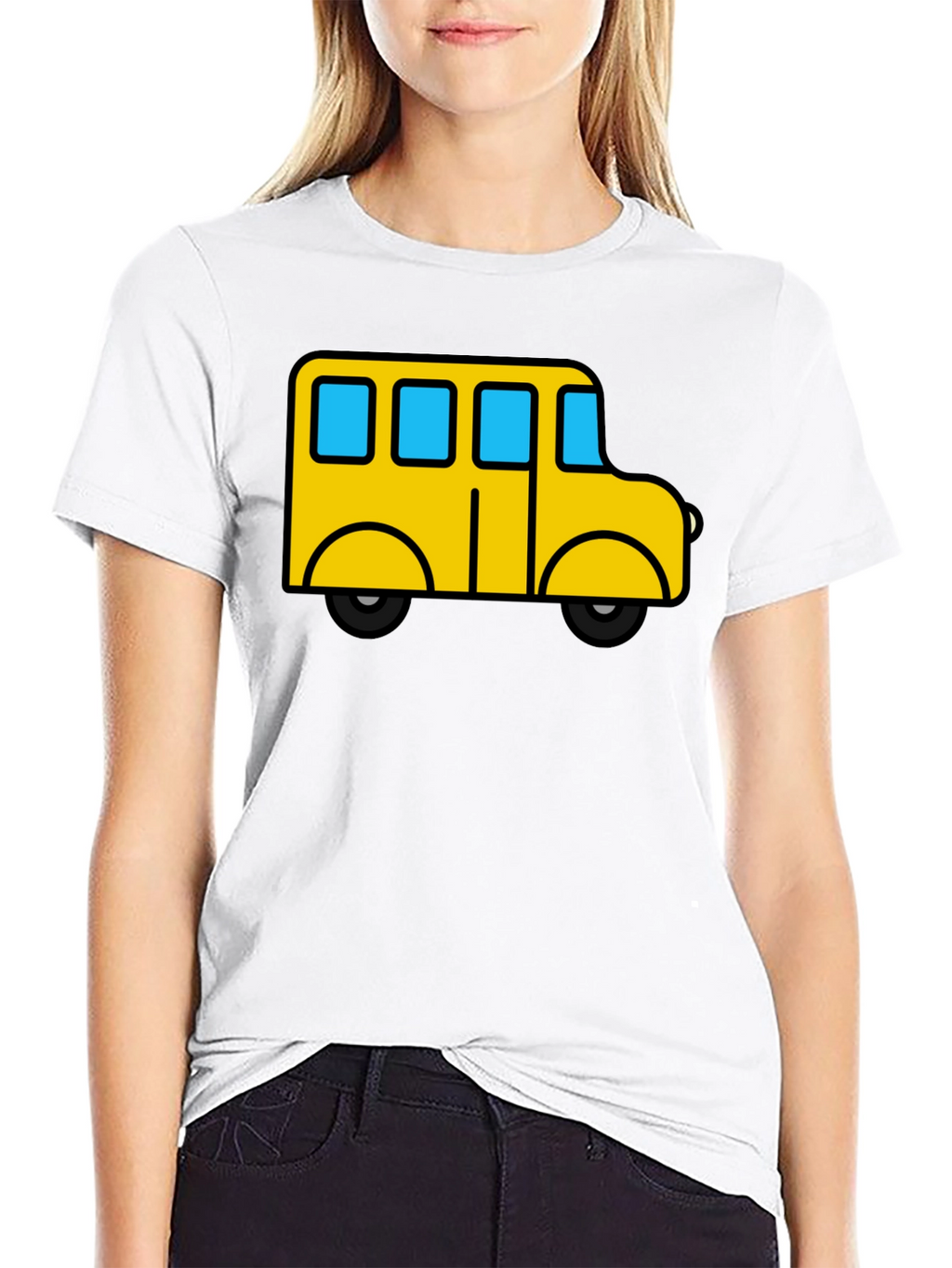Cartoon Bus Graphic Tee - Black