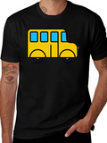 Cartoon Bus Graphic Tee - Black