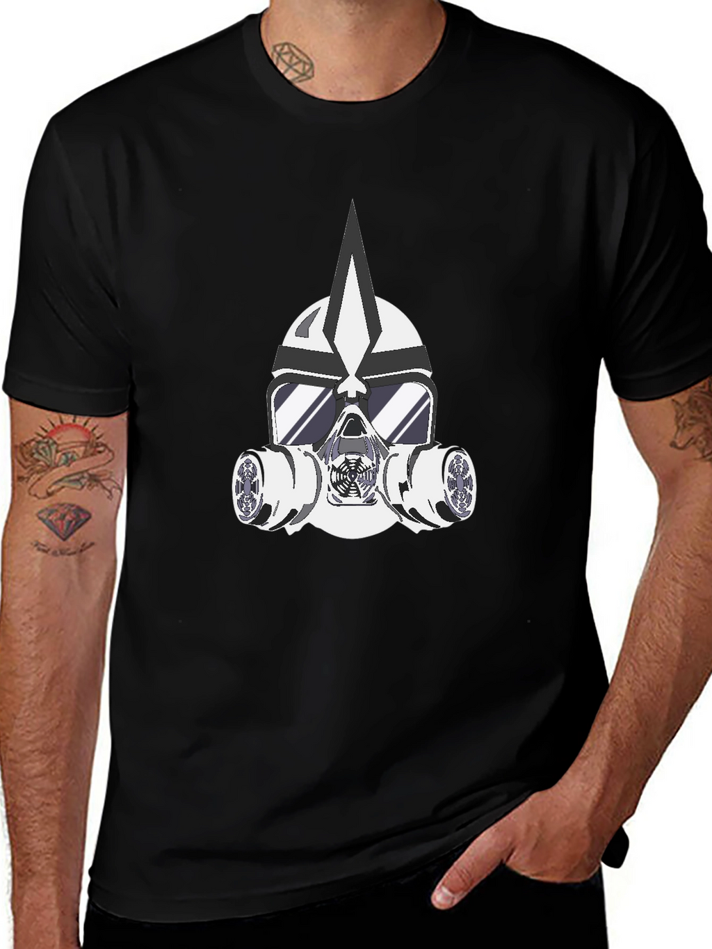 Masked Warrior Graphic Tee - Bold Black T-Shirt