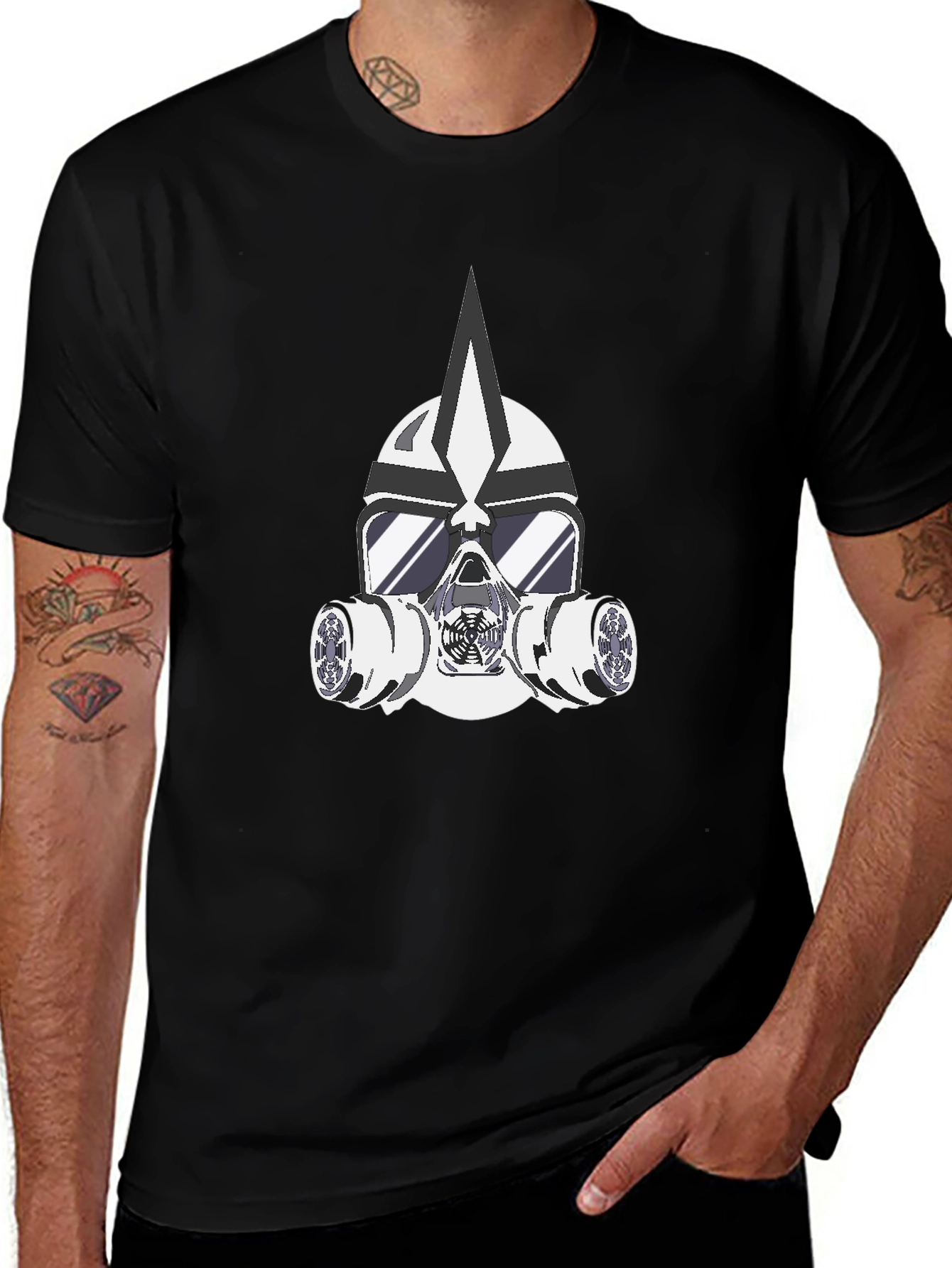 Masked Warrior Graphic Tee - Bold Black T-Shirt