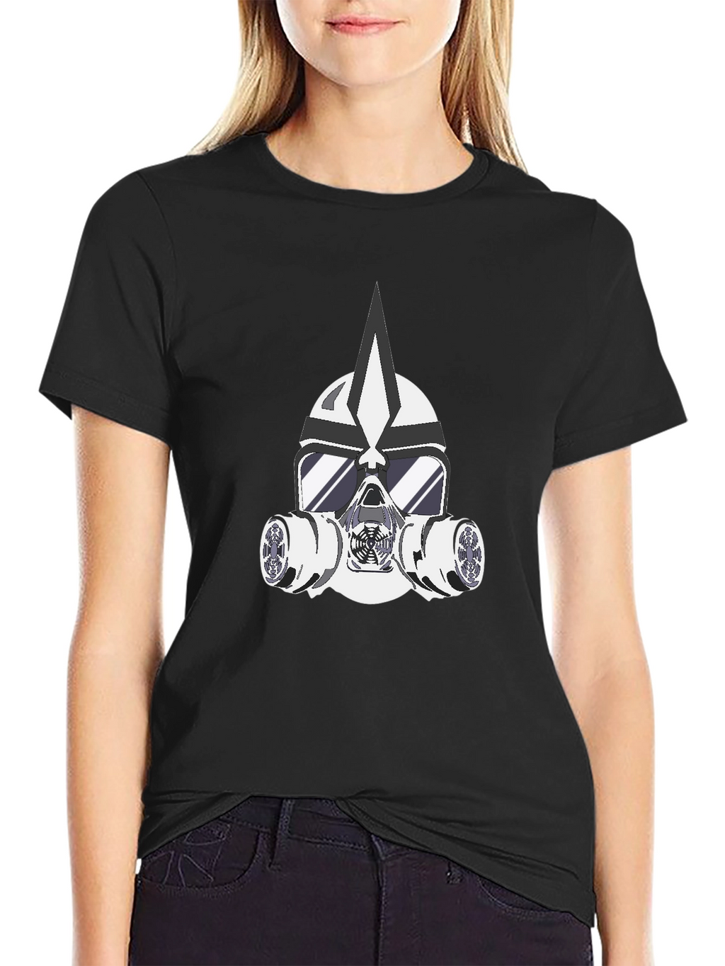 Masked Warrior Graphic Tee - Bold Black T-Shirt