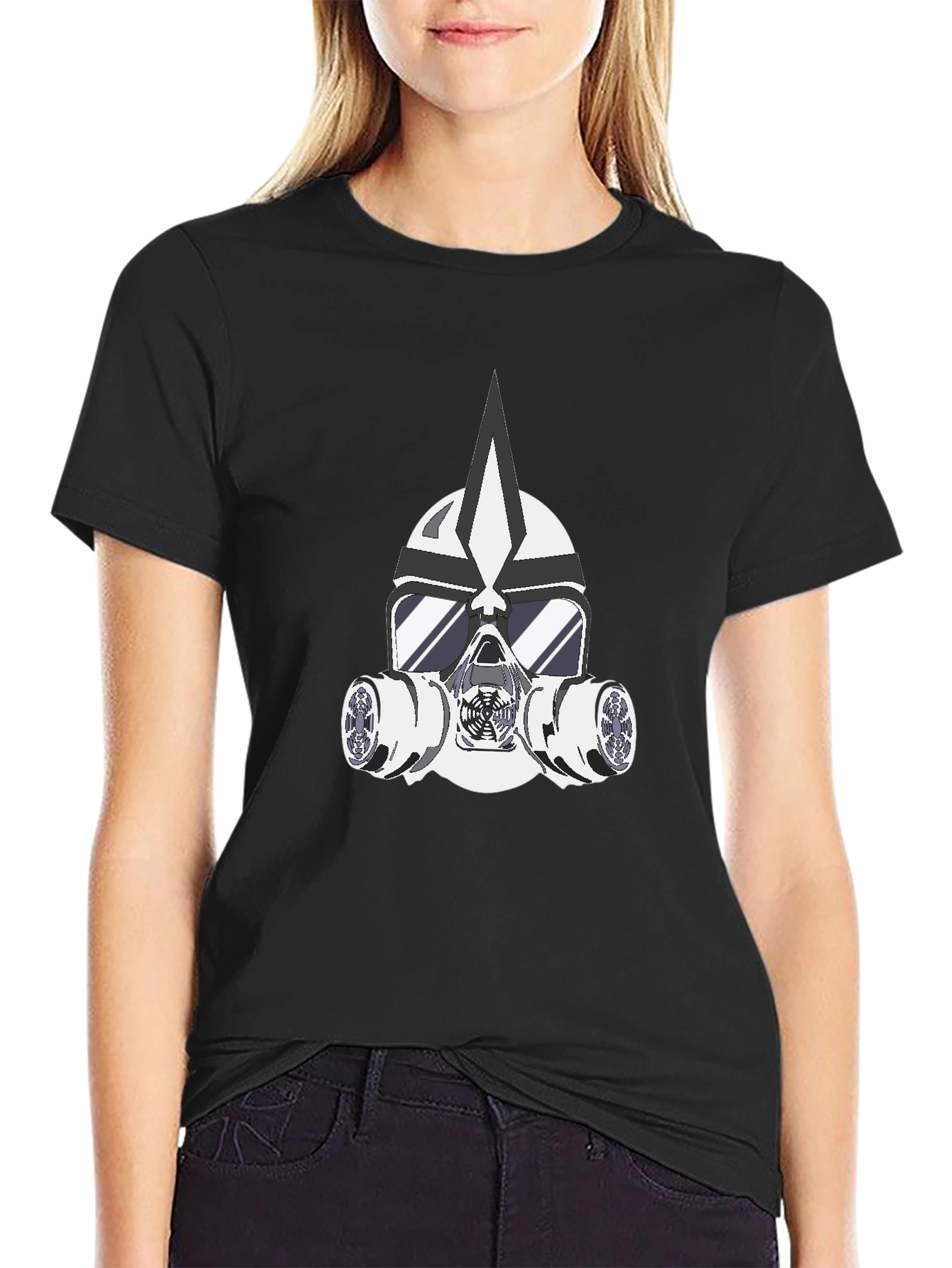 Masked Warrior Graphic Tee - Bold Black T-Shirt