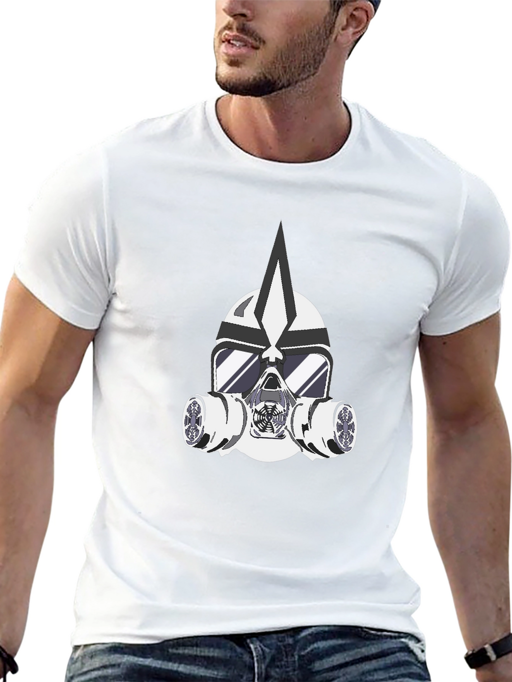 Masked Warrior Graphic Tee - Bold Black T-Shirt
