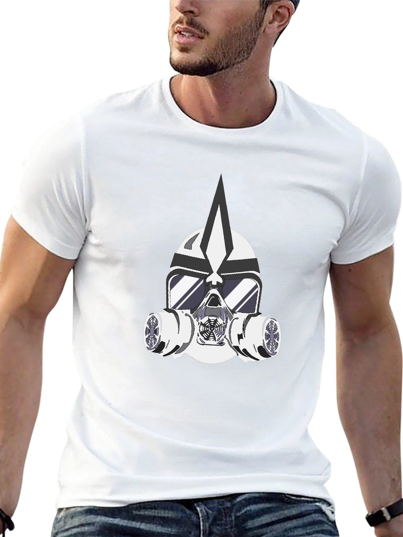 Masked Warrior Graphic Tee - Bold Black T-Shirt