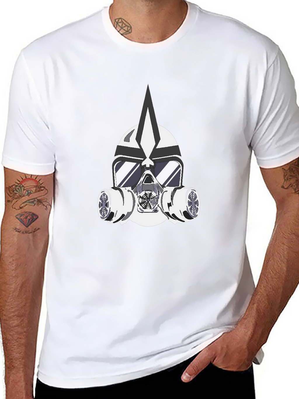 Masked Warrior Graphic Tee - Bold Black T-Shirt