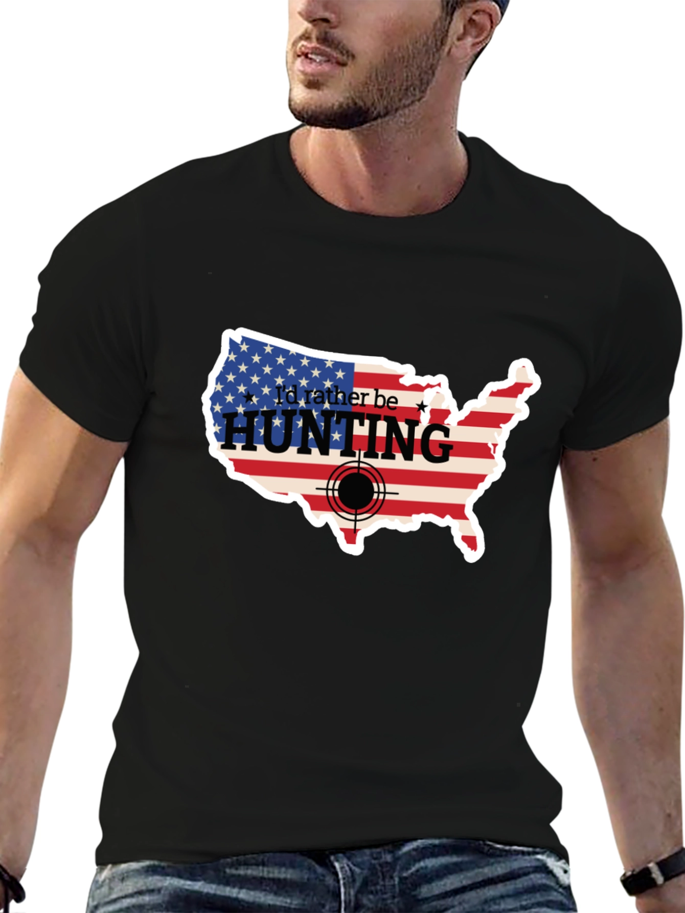 Id Rather Be Hunting USA Flag T-Shirt
