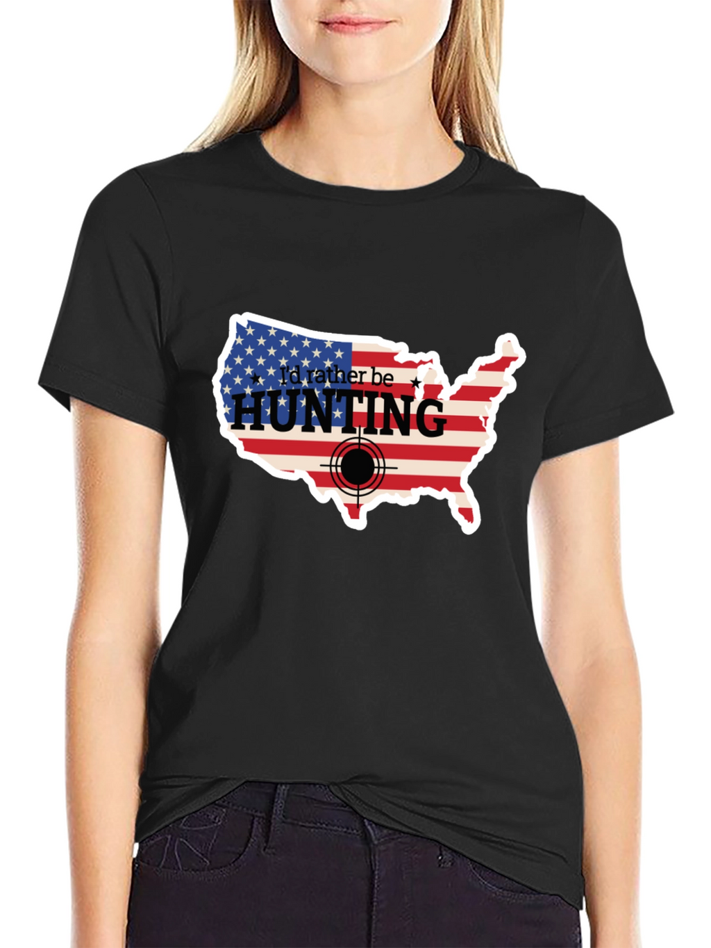 Id Rather Be Hunting USA Flag T-Shirt