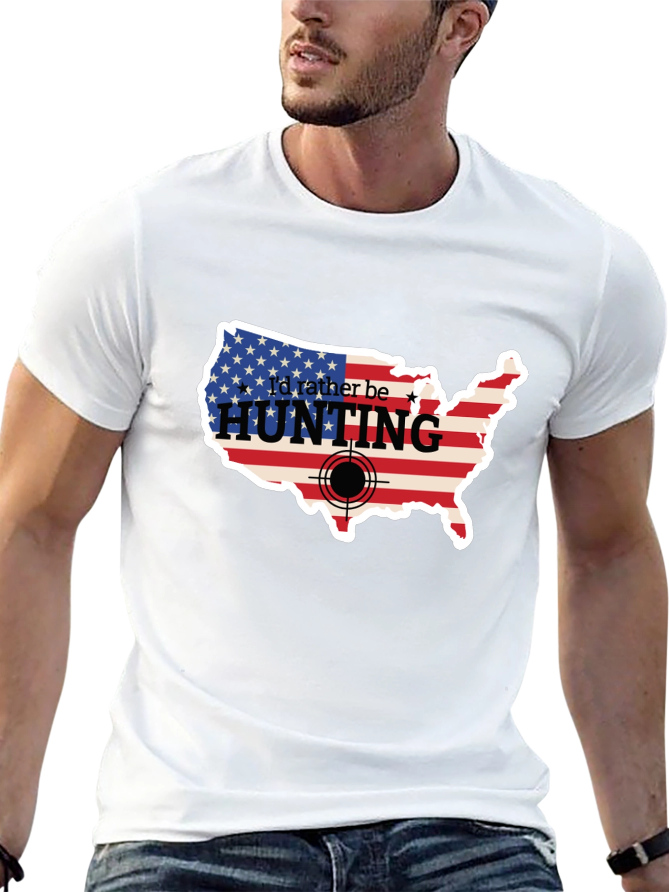 Id Rather Be Hunting USA Flag T-Shirt