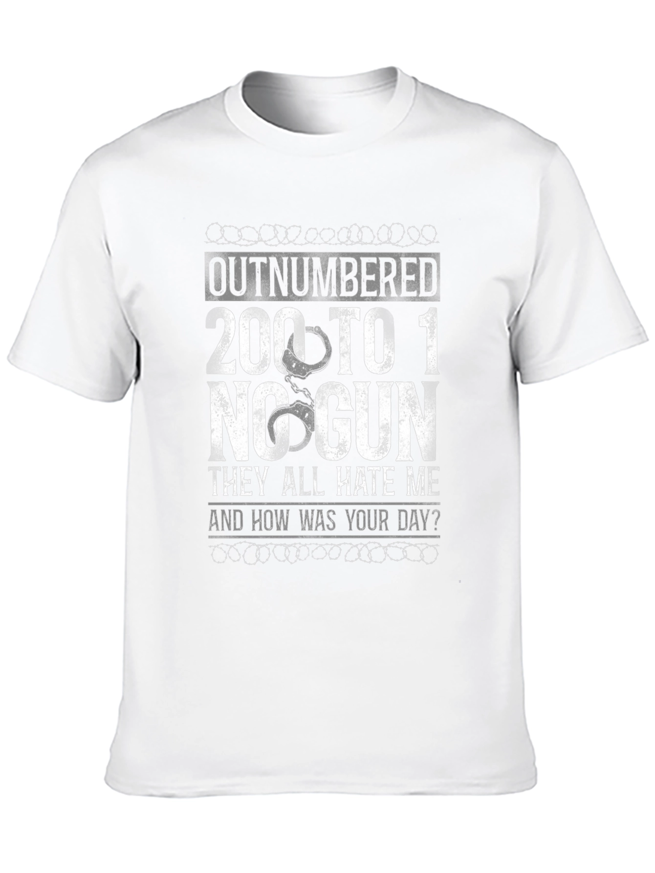 Outnumbered 200 To 1 No Gun Graphic T-Shirt