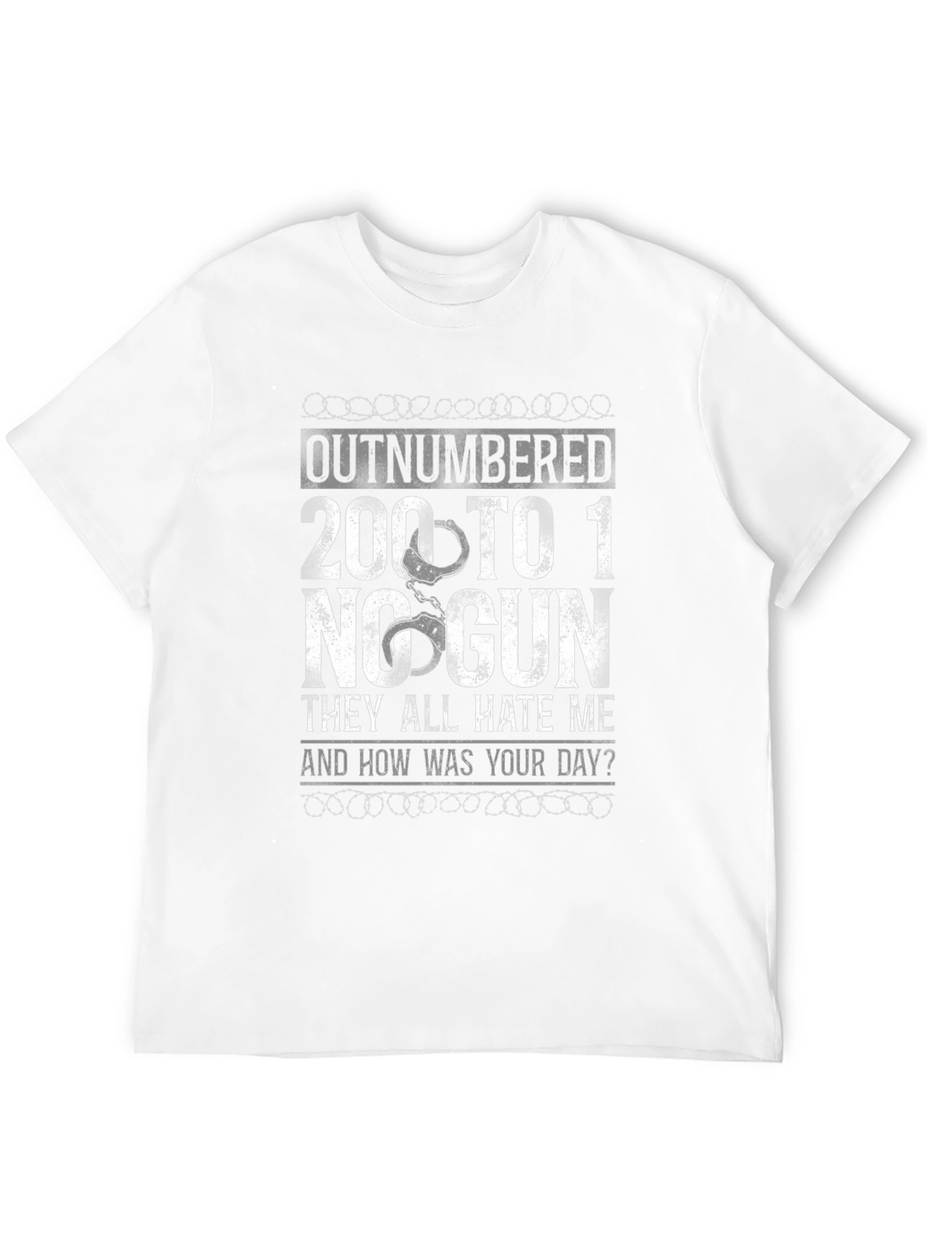 Outnumbered 200 To 1 No Gun Graphic T-Shirt