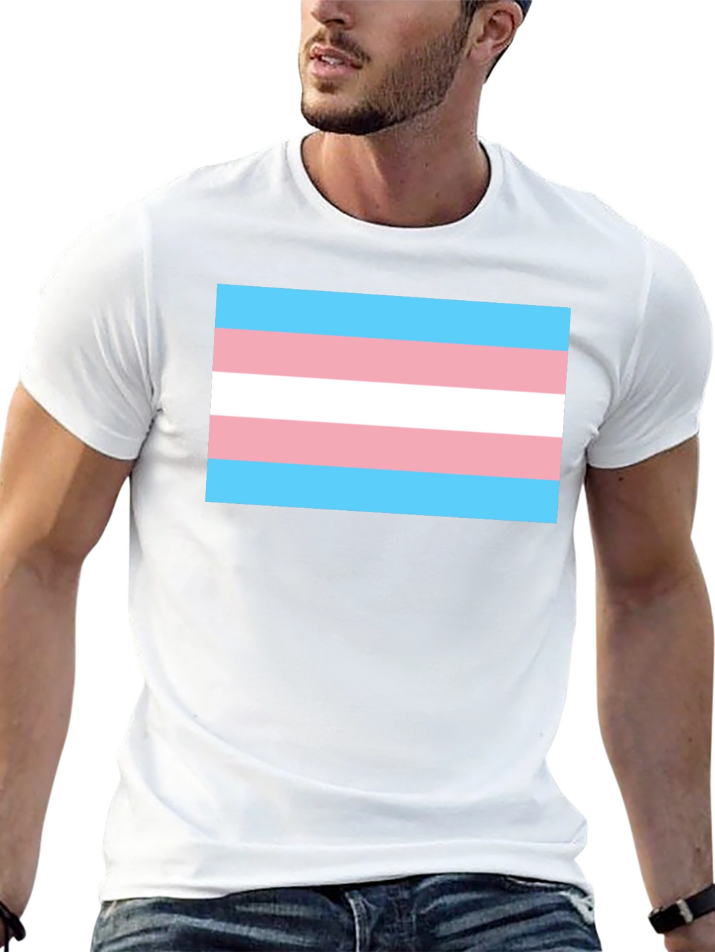 Transgender Pride Flag T-Shirt - Black Cotton Tee