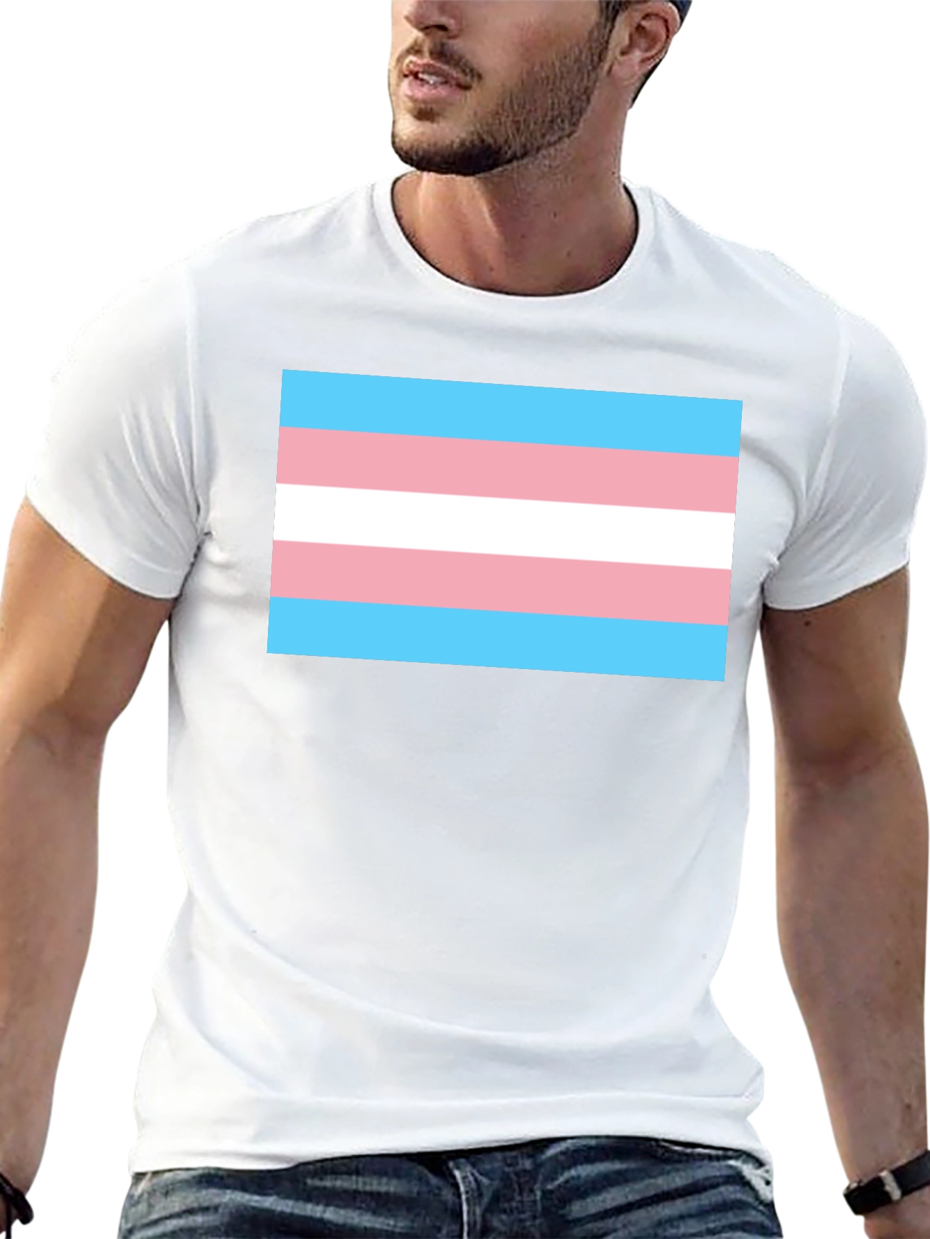 Transgender Pride Flag T-Shirt - Black Cotton Tee