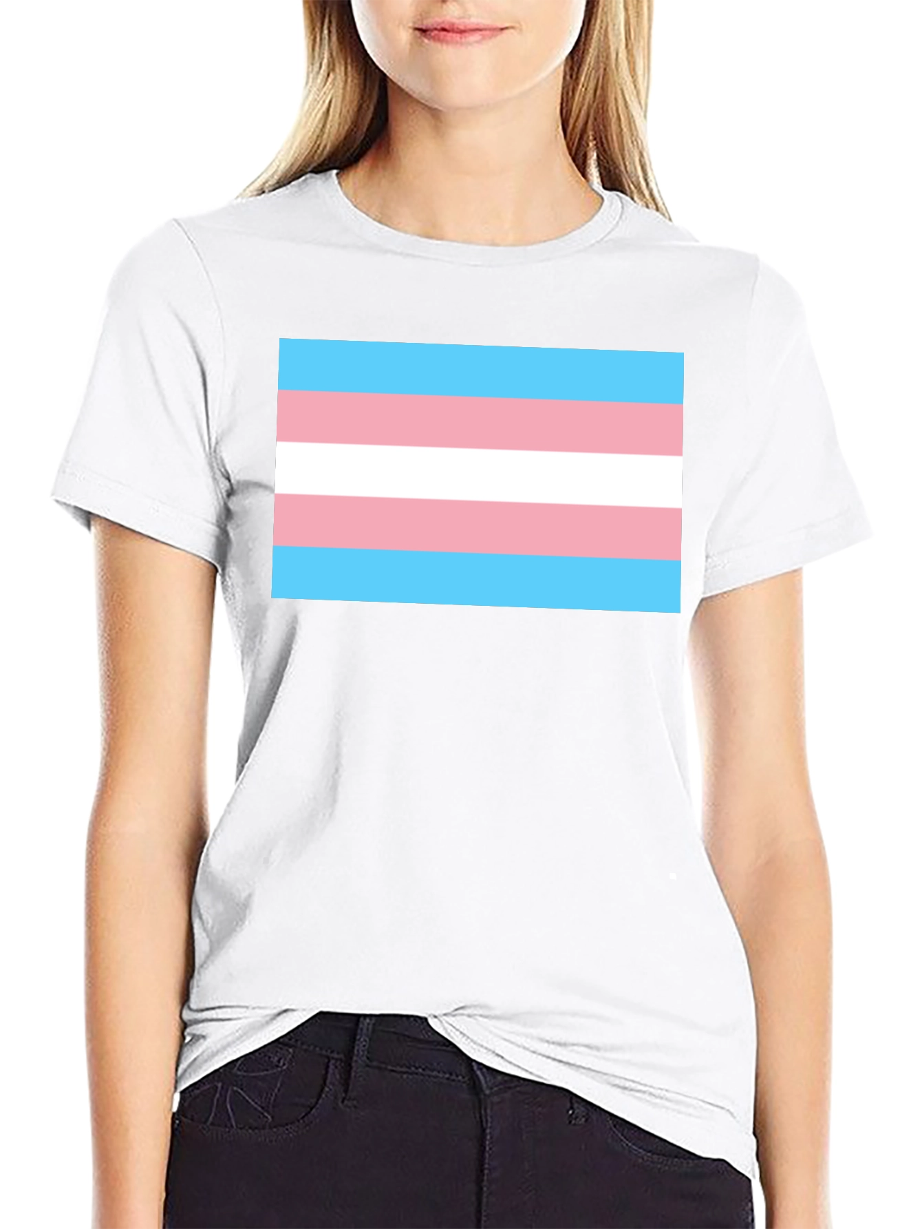 Transgender Pride Flag T-Shirt - Black Cotton Tee