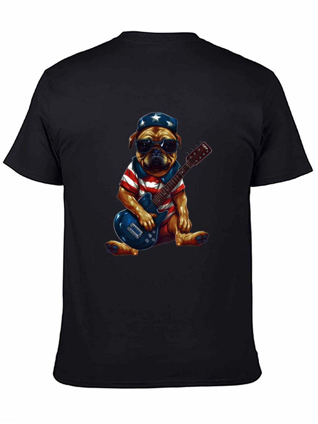 Patriotic Pug Guitarist Graphic Tee