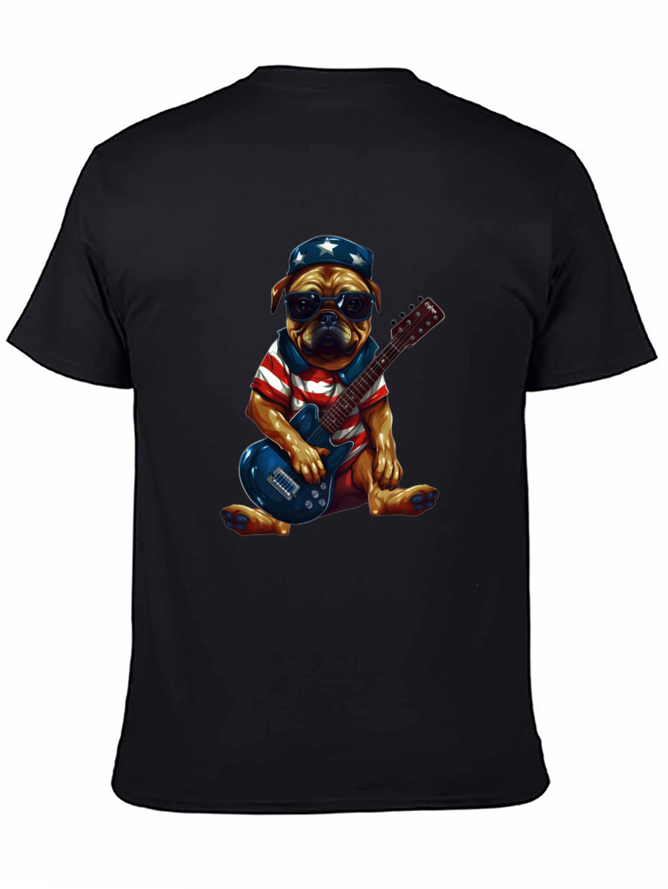 Patriotic Pug Guitarist Graphic Tee