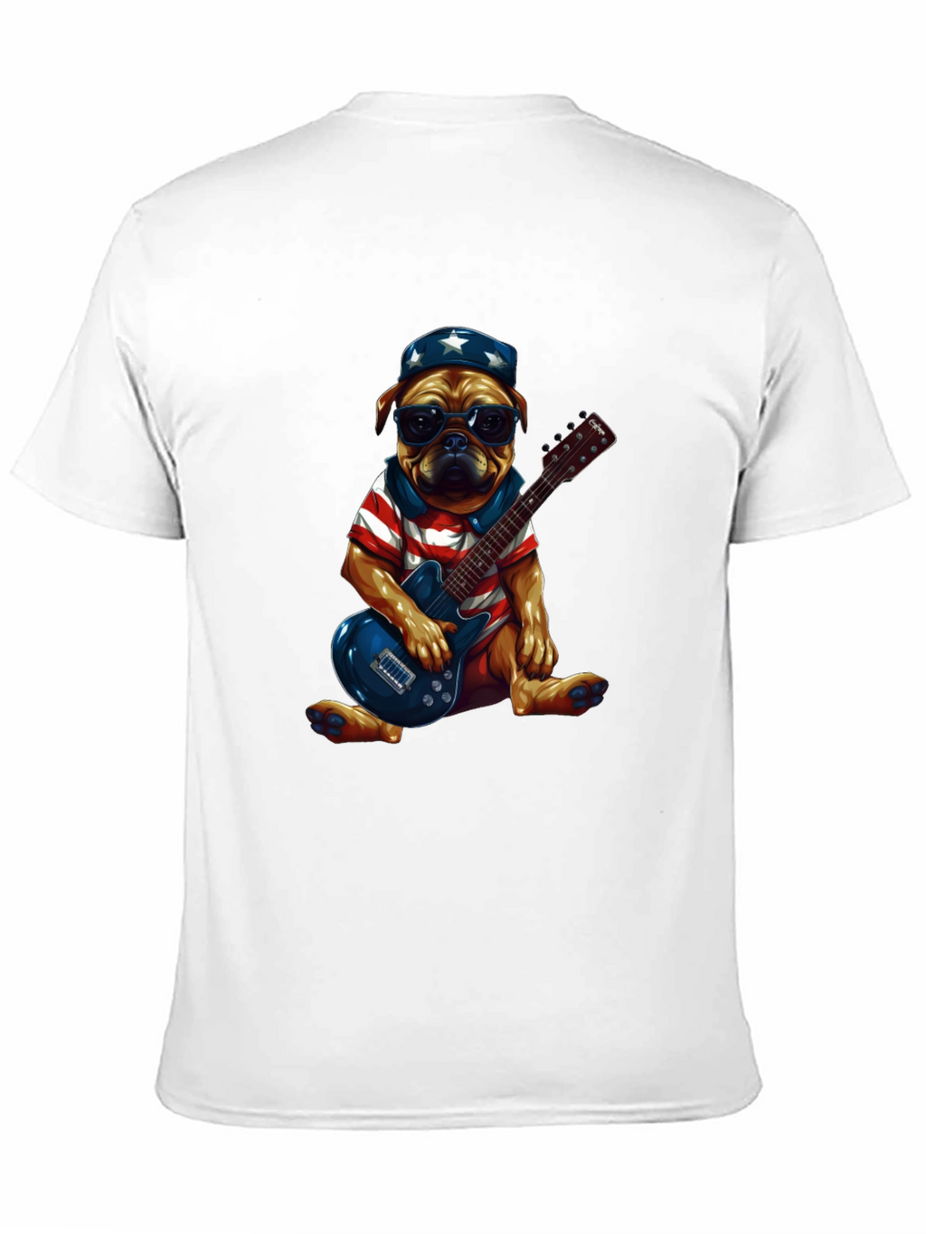 Patriotic Pug Guitarist Graphic Tee