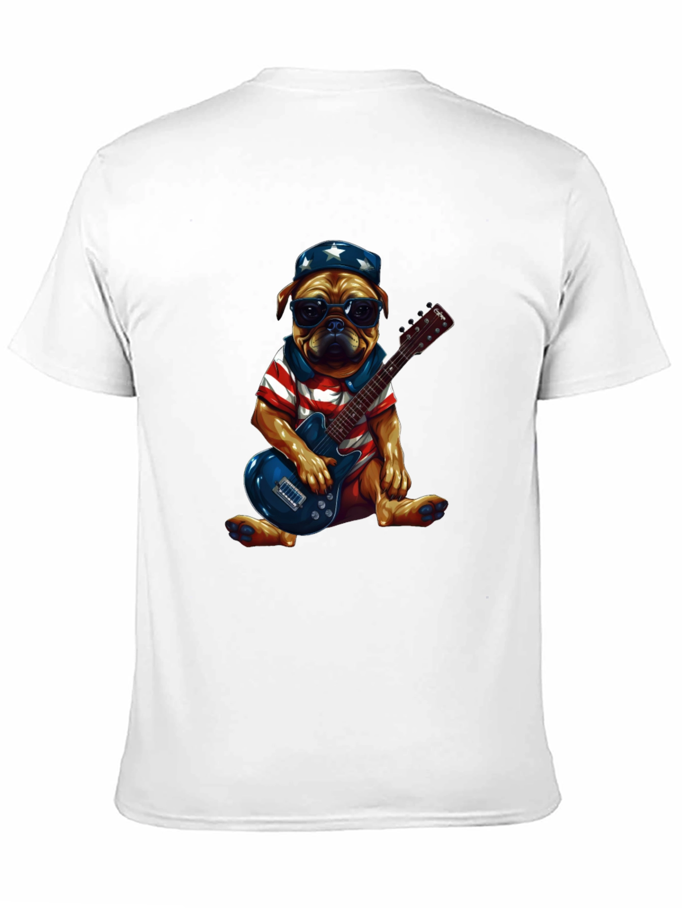 Patriotic Pug Guitarist Graphic Tee