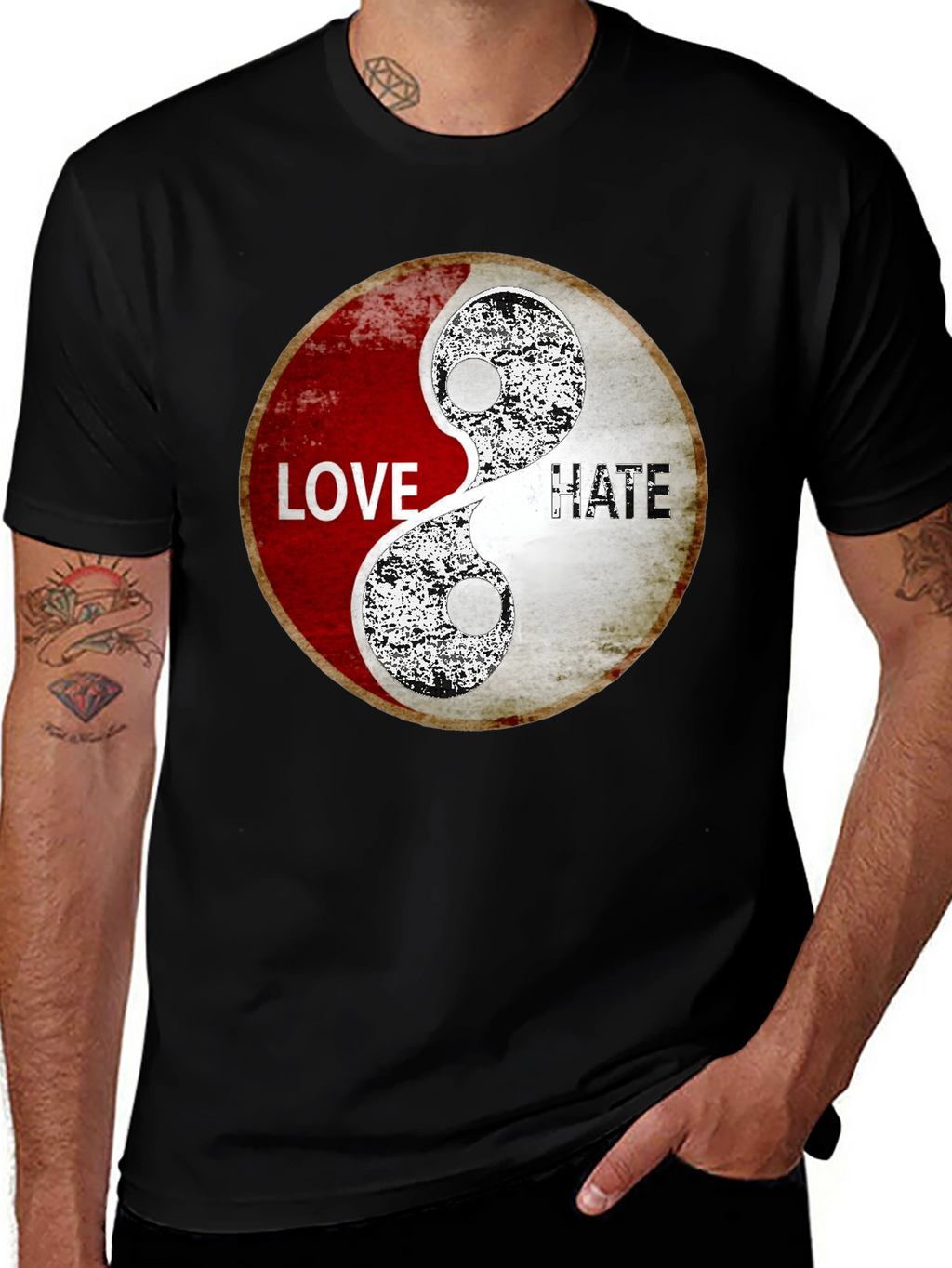Love & Hate Yin Yang Graphic Print T-Shirt