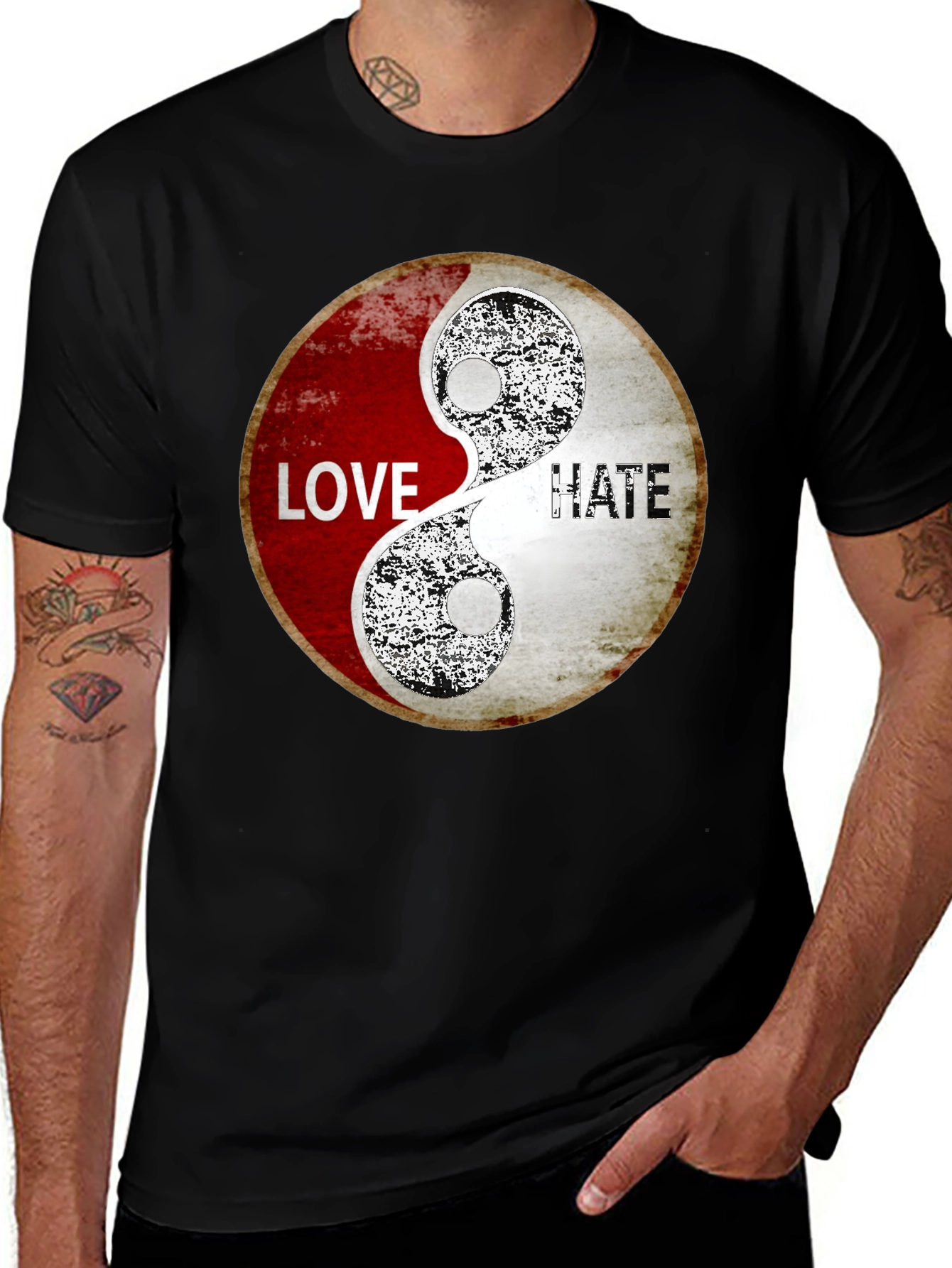 Love & Hate Yin Yang Graphic Print T-Shirt