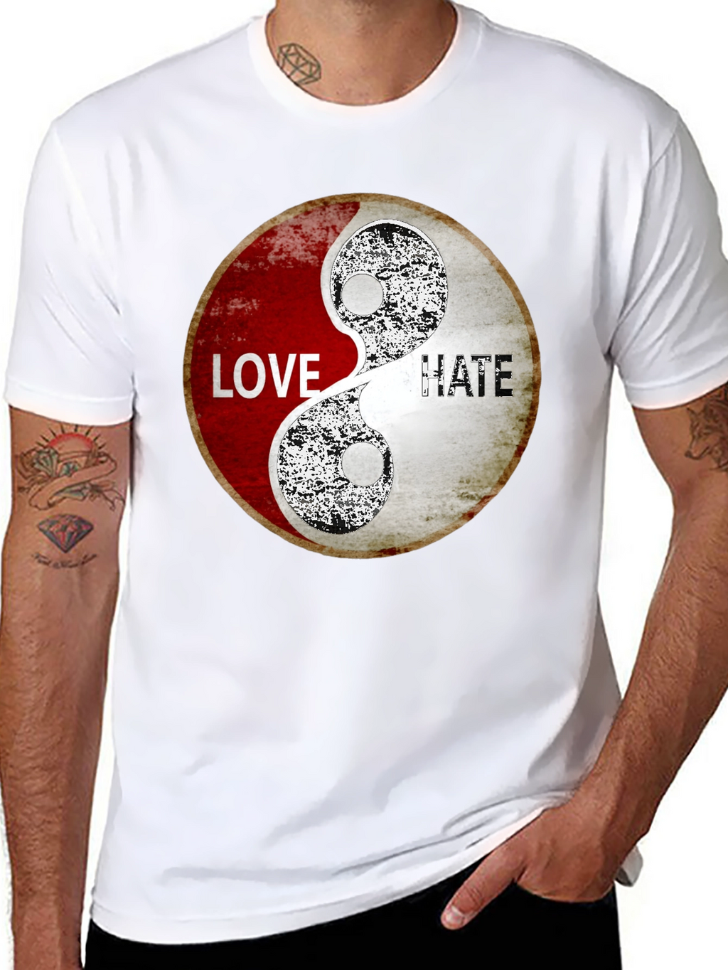 Love & Hate Yin Yang Graphic Print T-Shirt