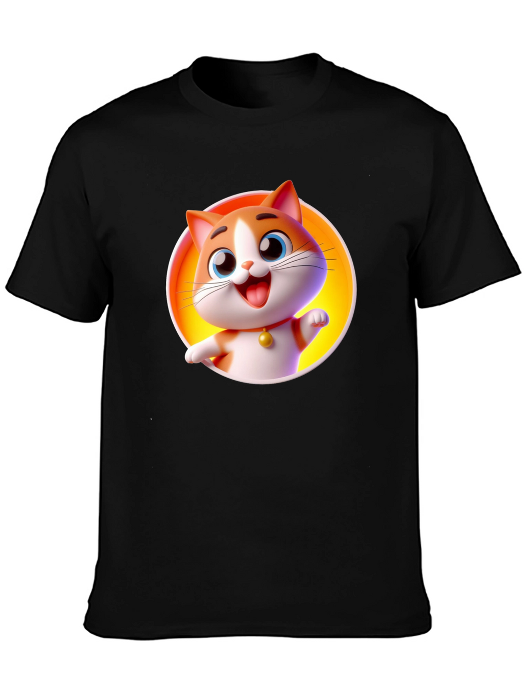 Cartoon Cat Graphic T-Shirt