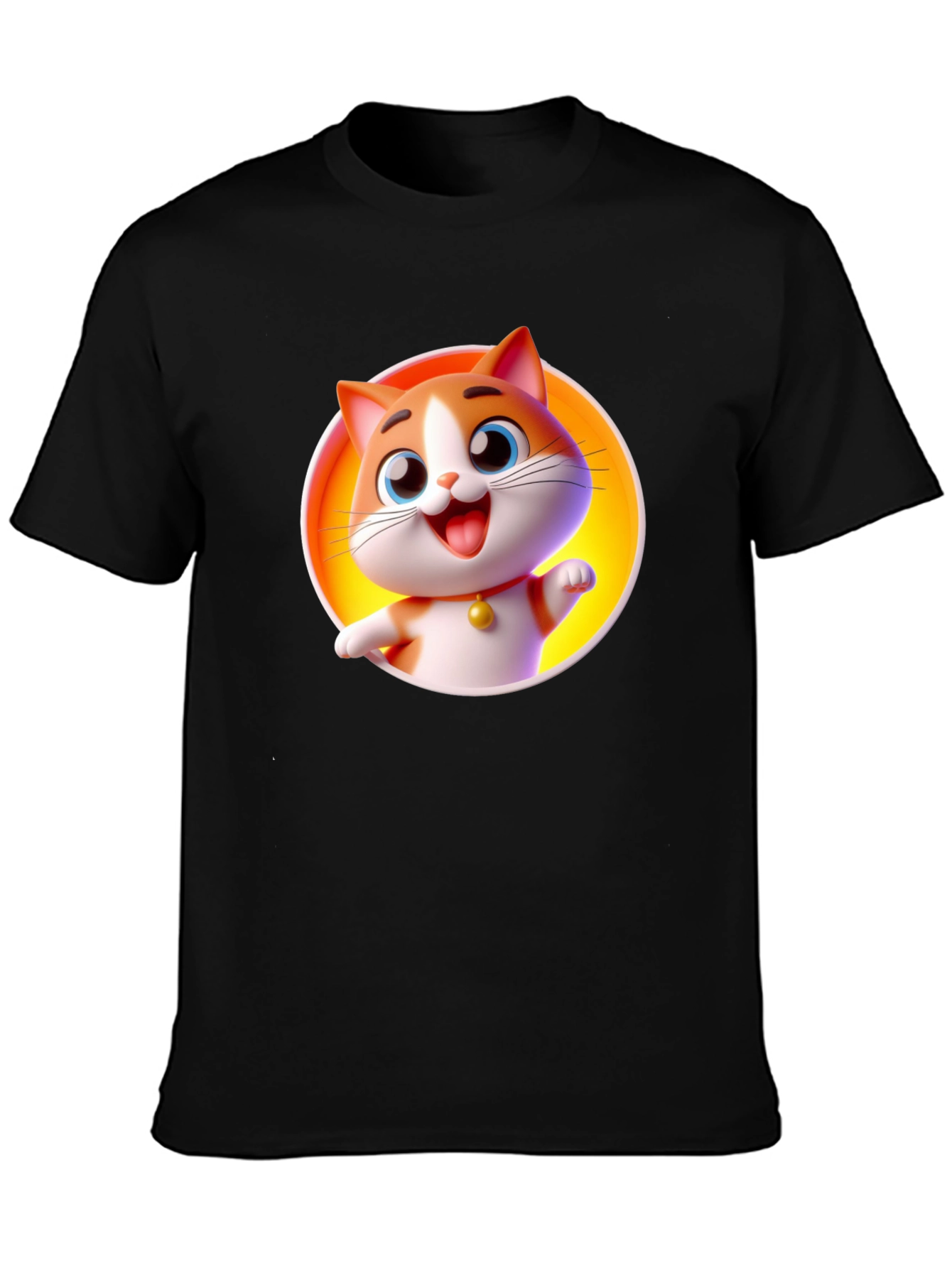 Cartoon Cat Graphic T-Shirt