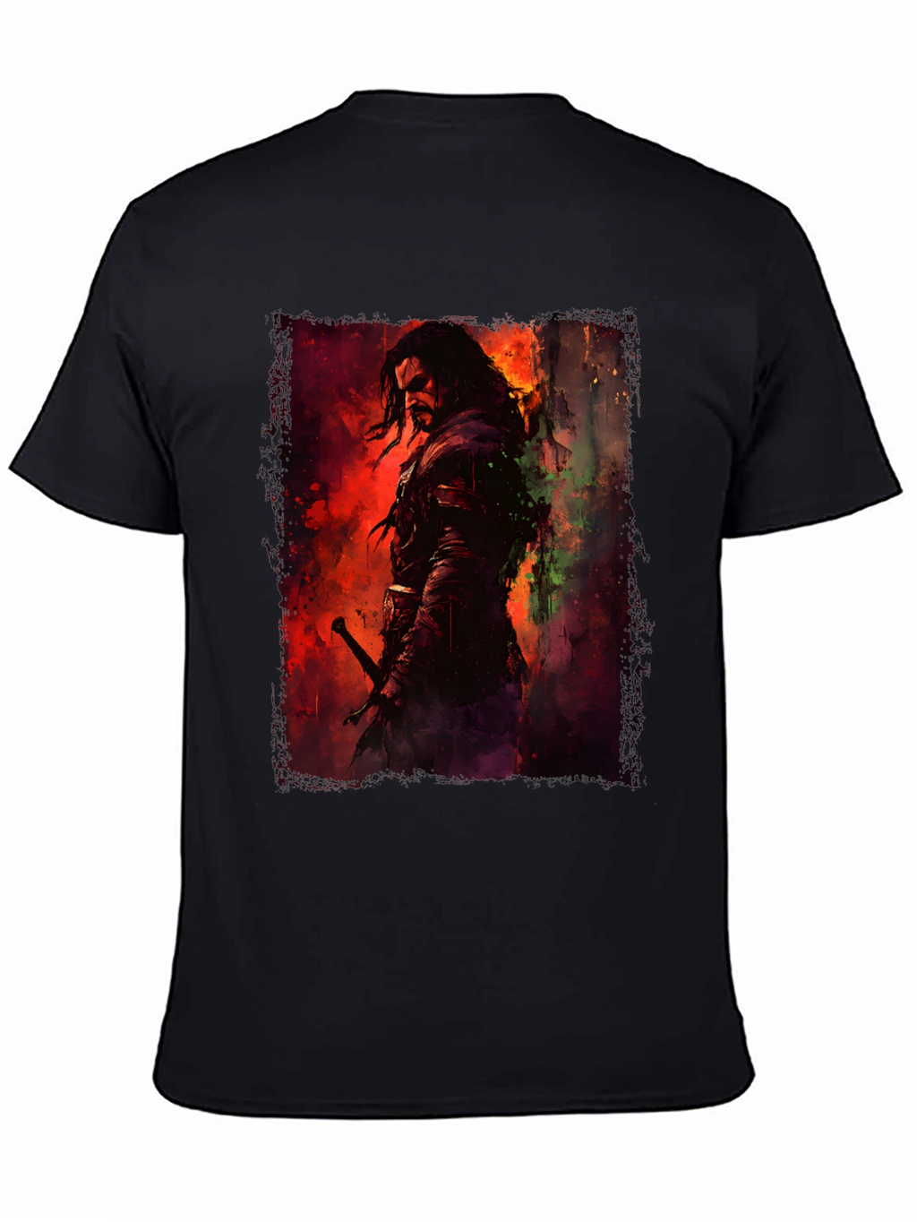 Fantasy Warrior Graphic Black T-Shirt