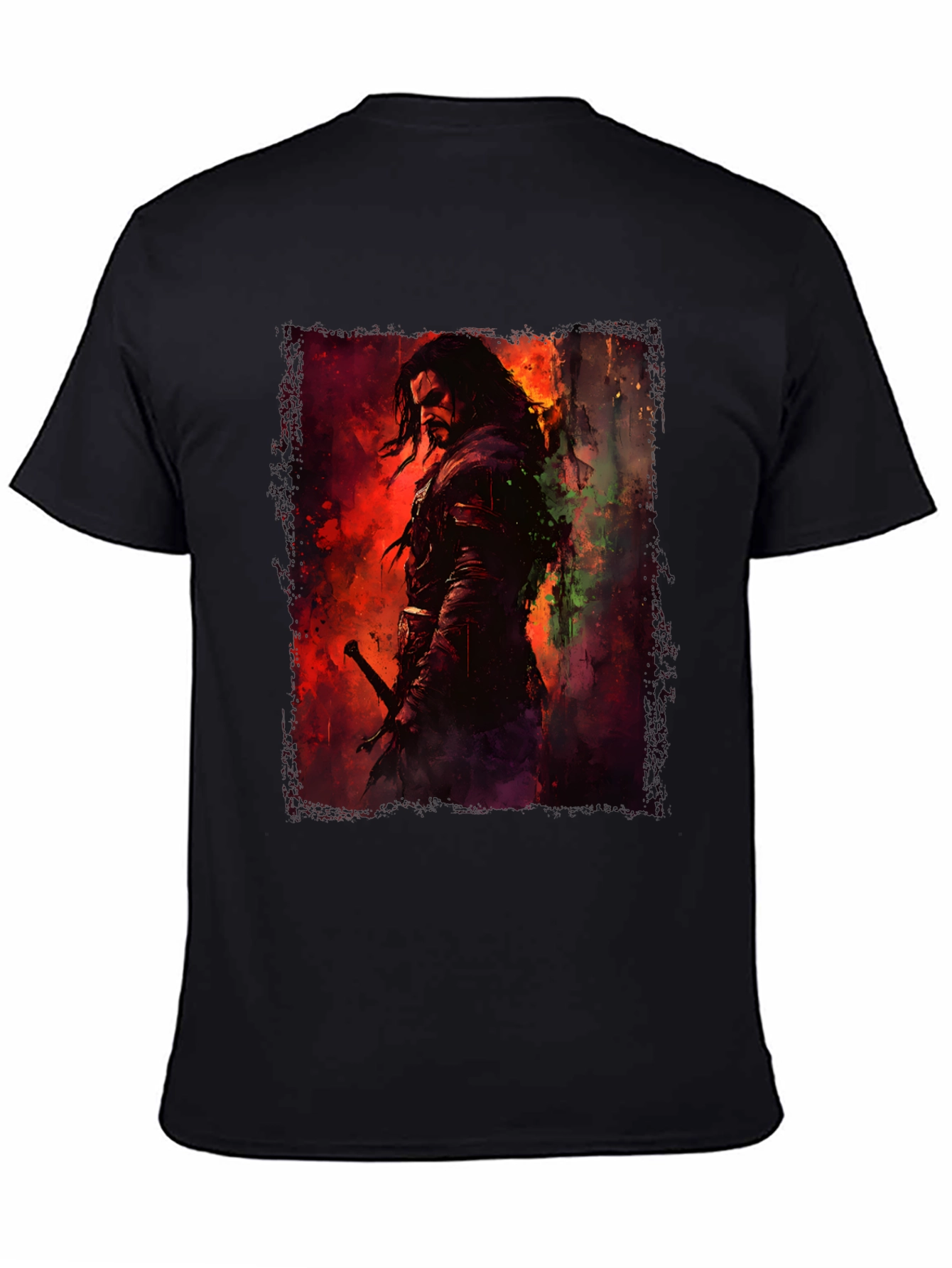Fantasy Warrior Graphic Black T-Shirt