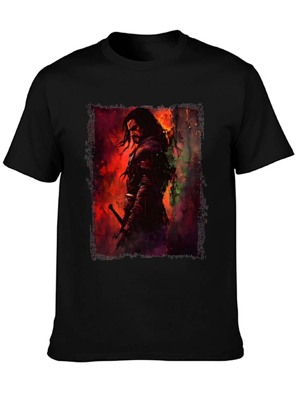 Fantasy Warrior Graphic Black T-Shirt