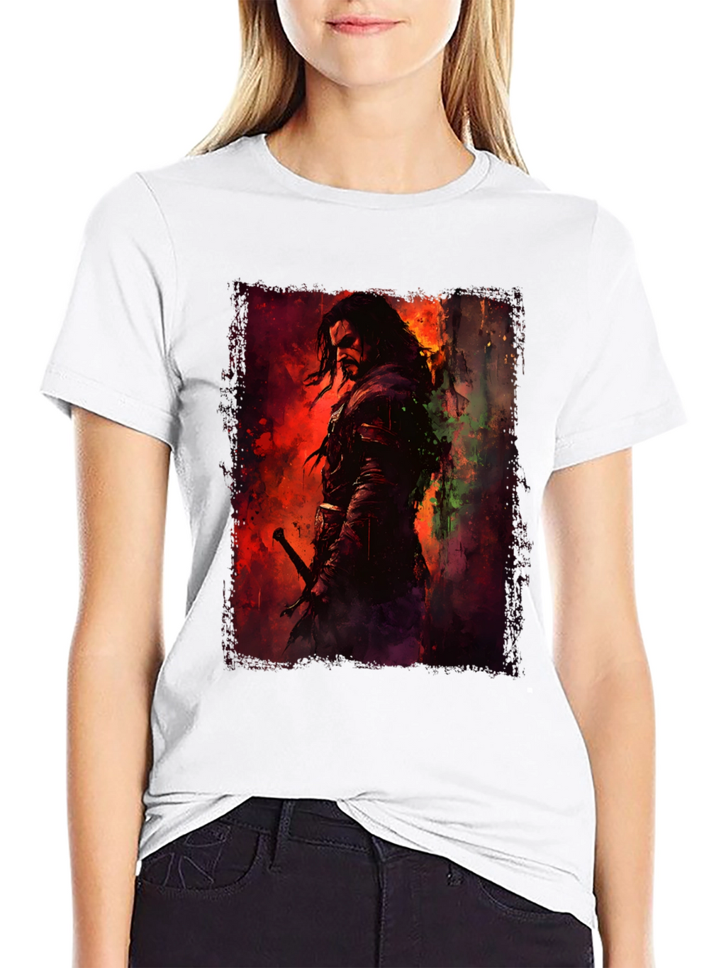 Fantasy Warrior Graphic Black T-Shirt