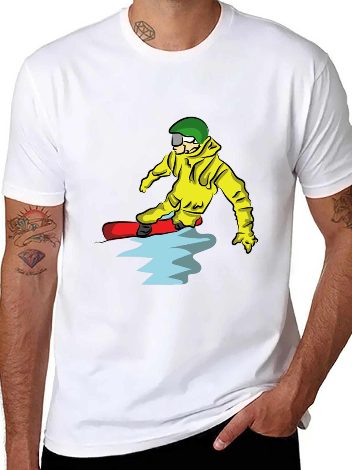Snowboarder Cartoon Graphic T-Shirt