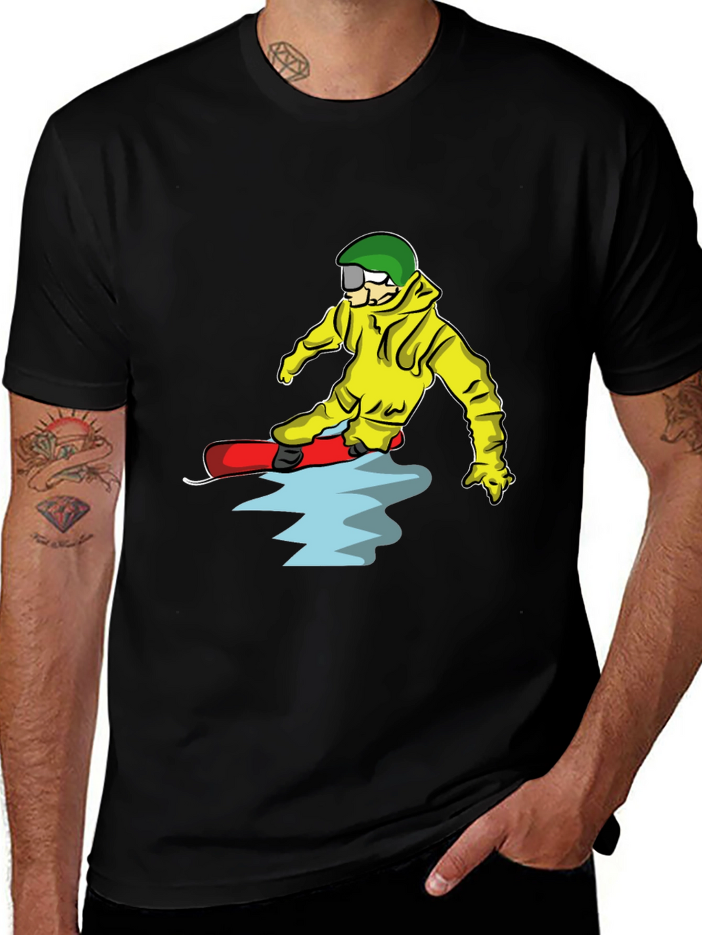 Snowboarder Cartoon Graphic T-Shirt
