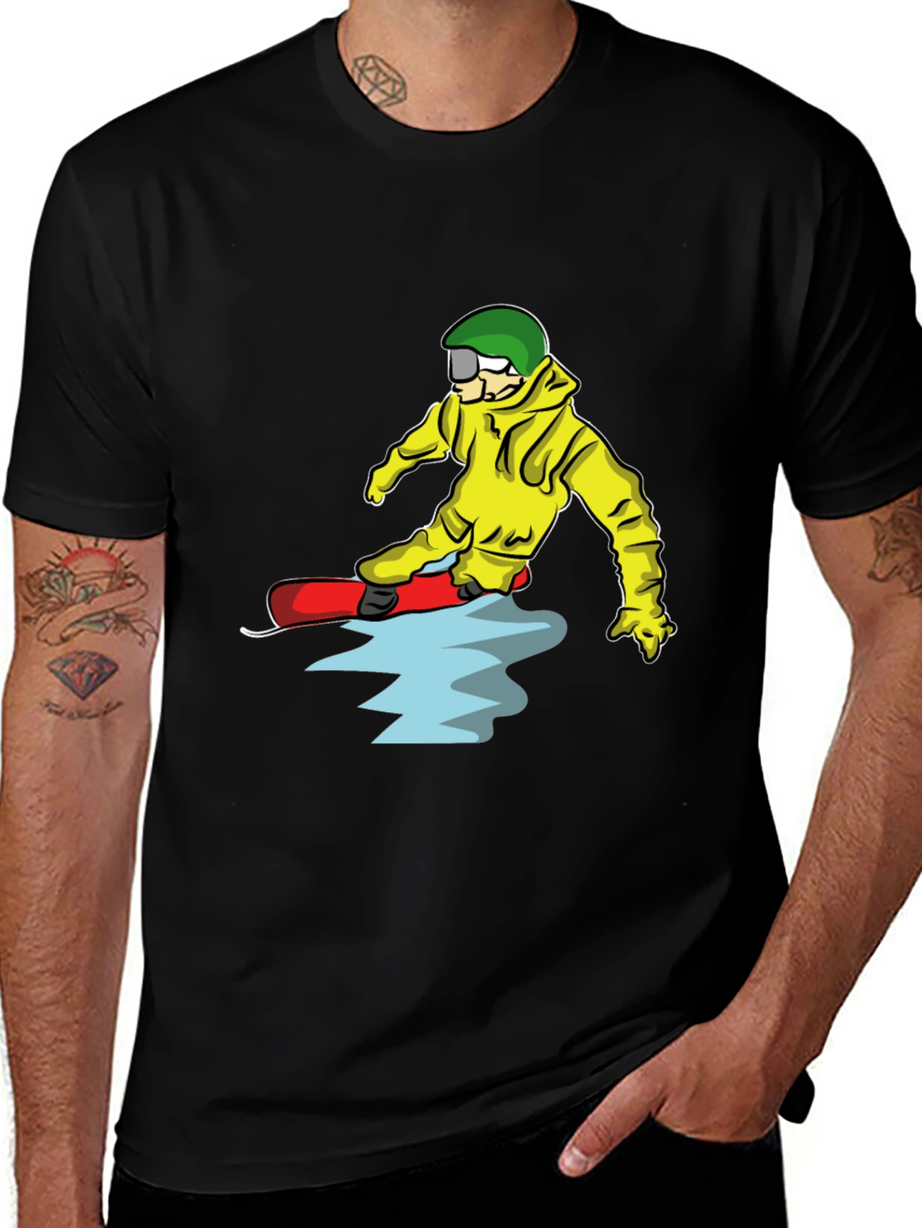Snowboarder Cartoon Graphic T-Shirt