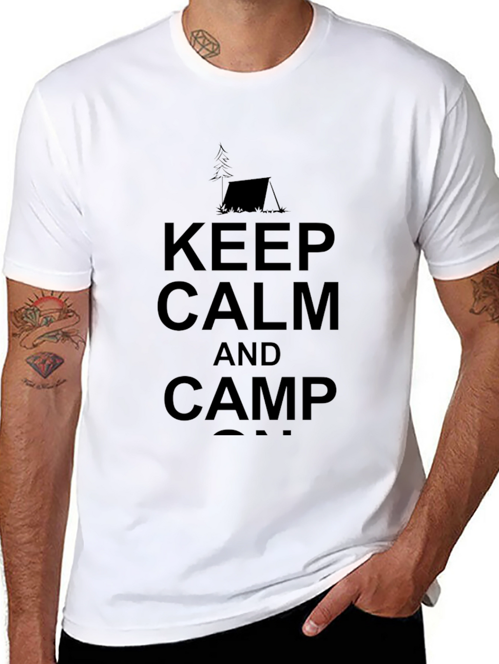 Keep Calm and Camp On Black T-Shirt