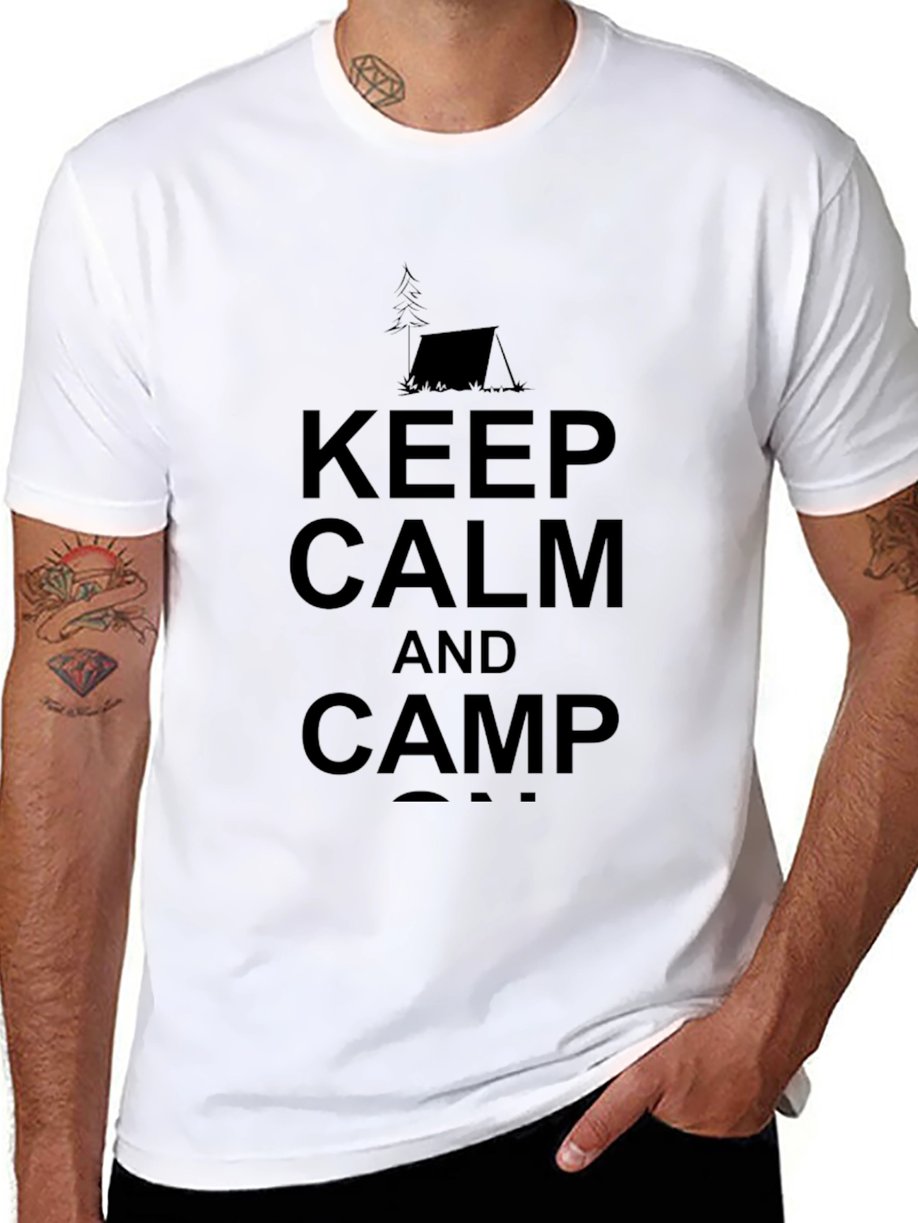 Keep Calm and Camp On Black T-Shirt