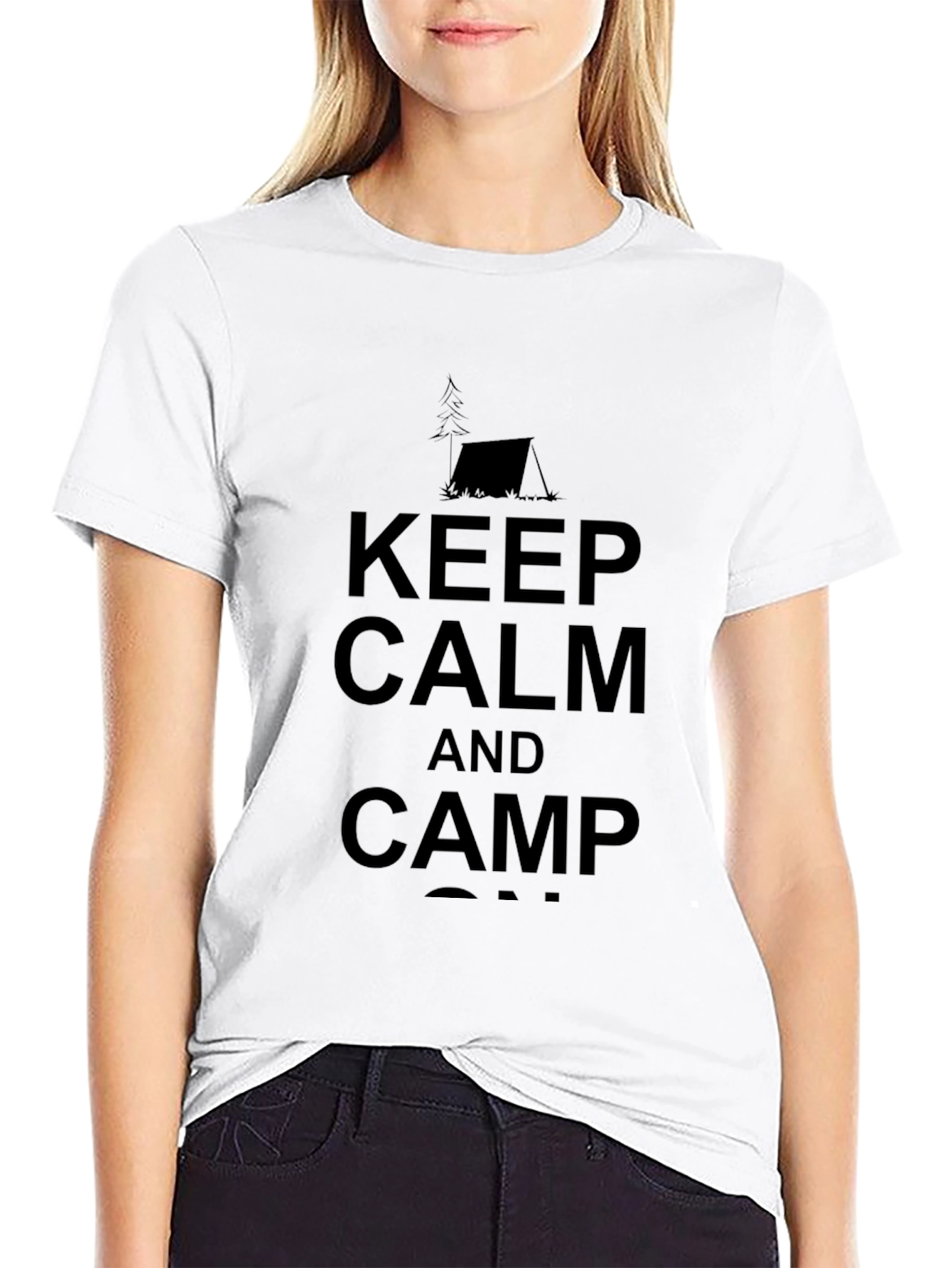 Keep Calm and Camp On Black T-Shirt