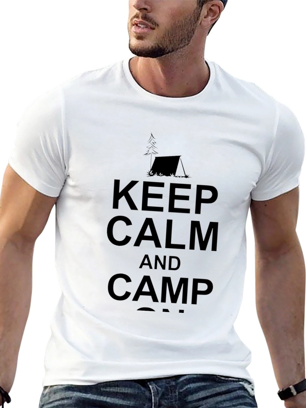 Keep Calm and Camp On Black T-Shirt