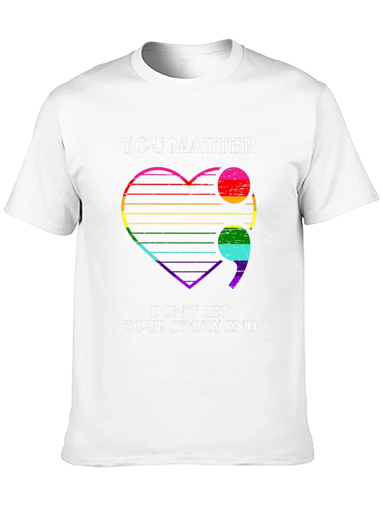 You Matter Semicolon Heart T-Shirt - Mental Health Awareness