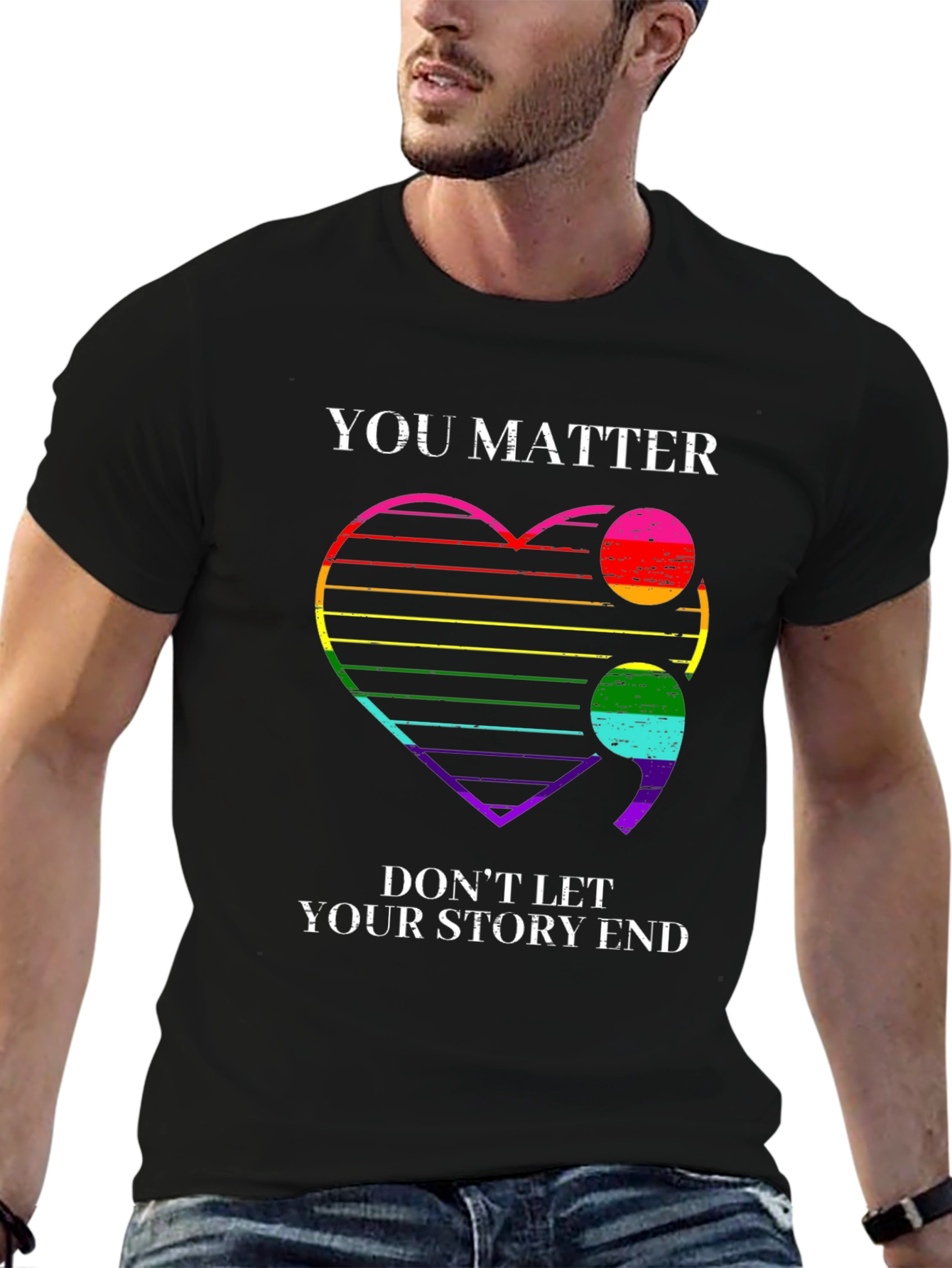 You Matter Semicolon Heart T-Shirt - Mental Health Awareness