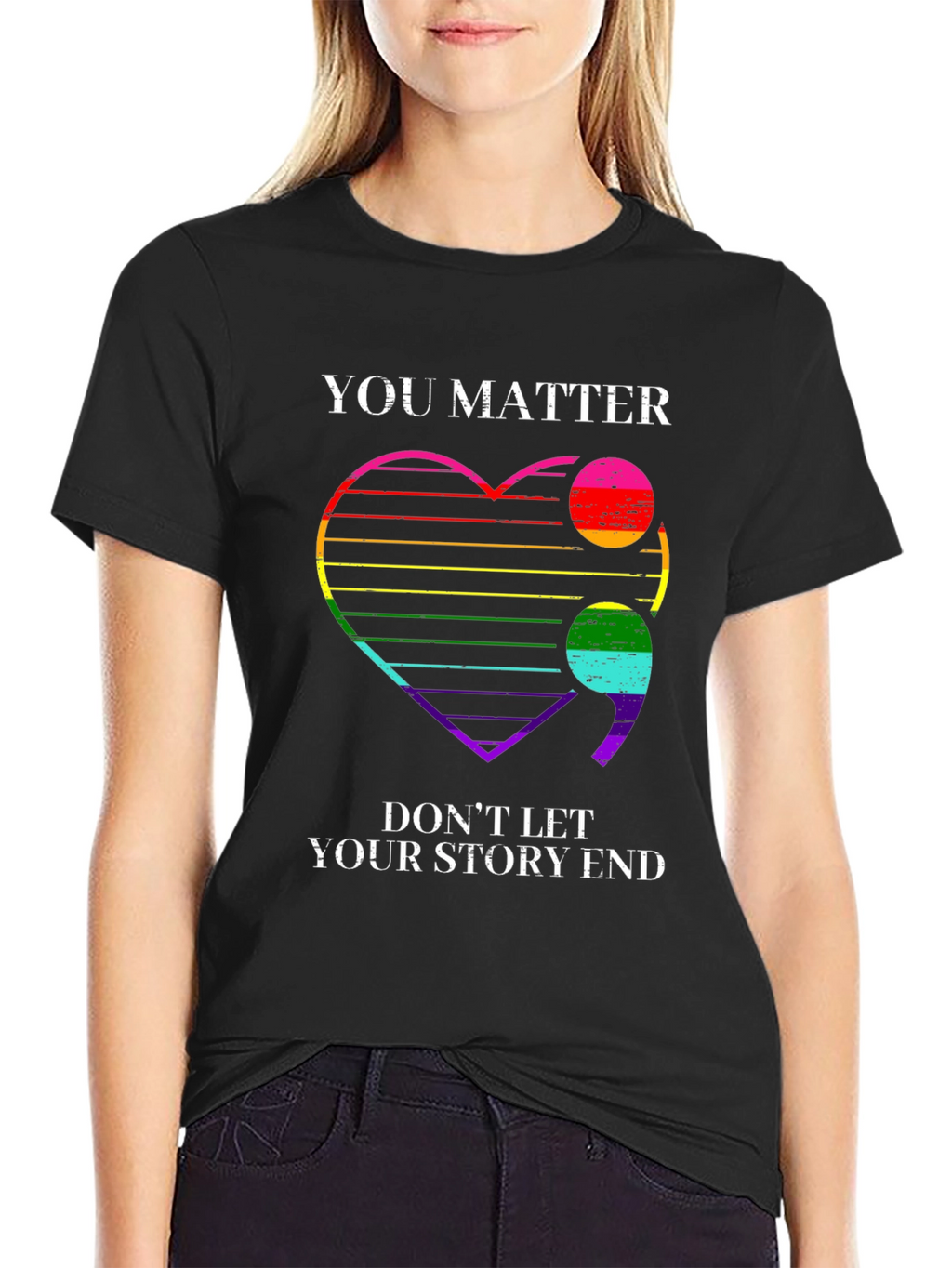 You Matter Semicolon Heart T-Shirt - Mental Health Awareness