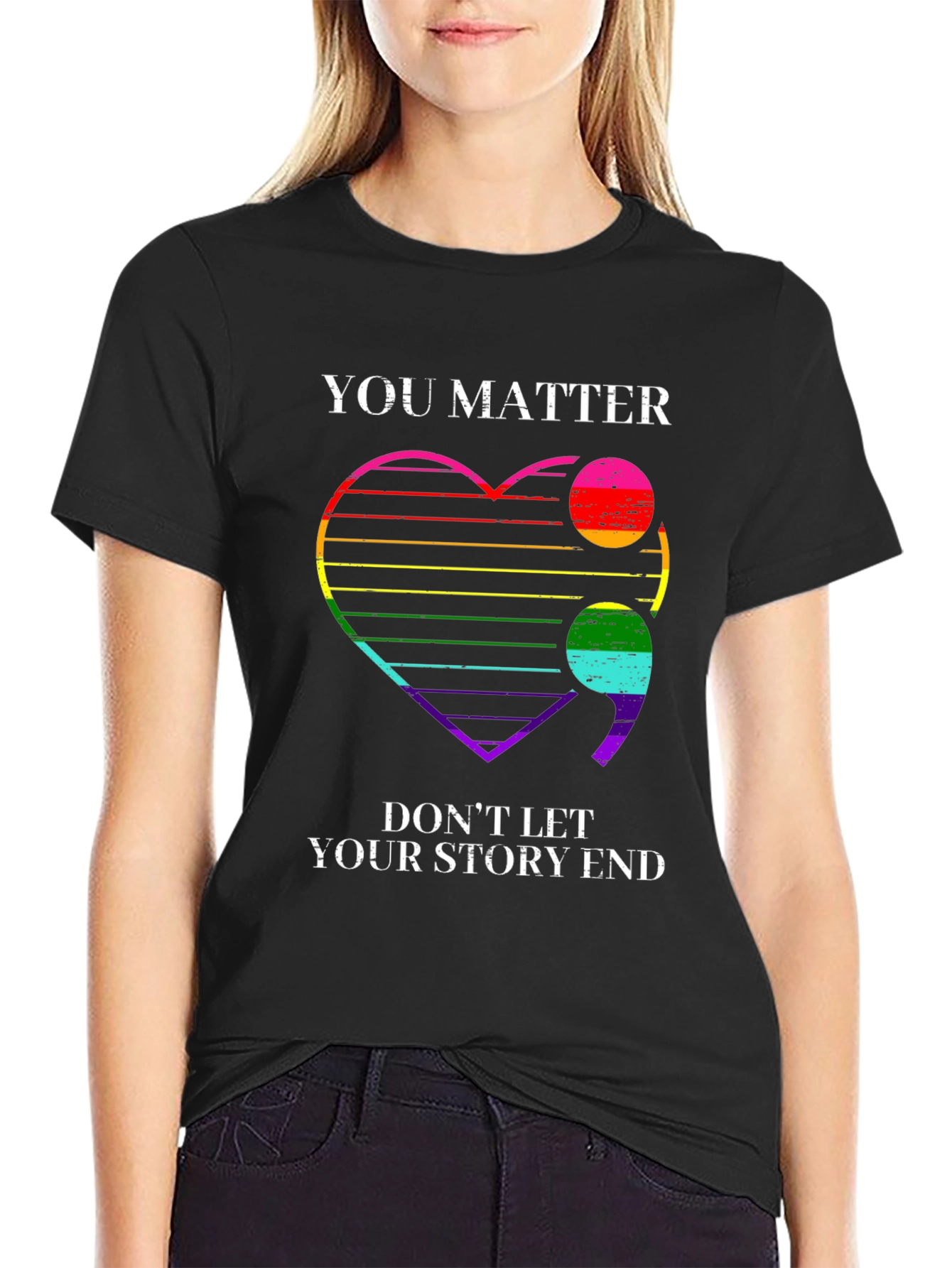 You Matter Semicolon Heart T-Shirt - Mental Health Awareness
