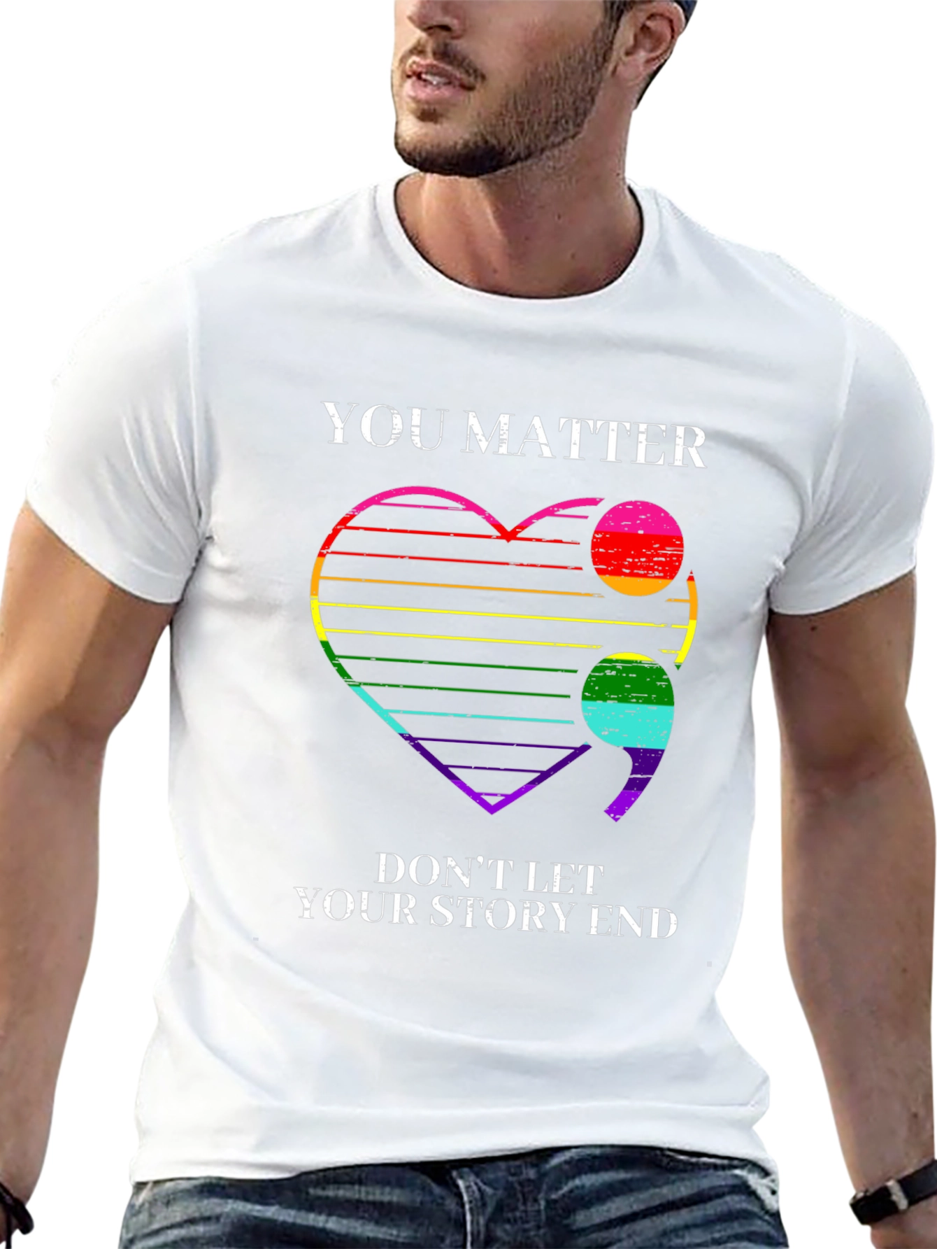 You Matter Semicolon Heart T-Shirt - Mental Health Awareness