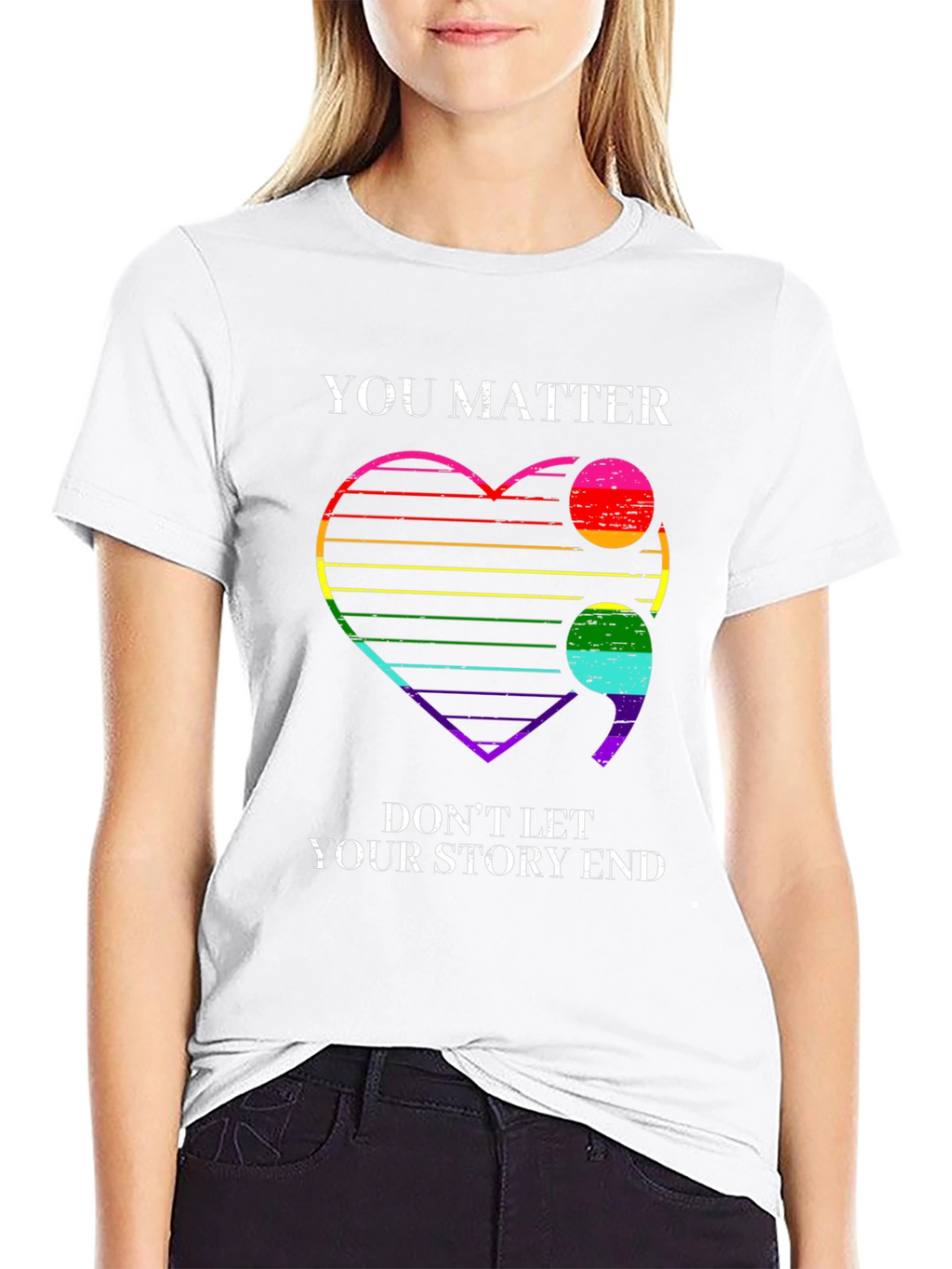 You Matter Semicolon Heart T-Shirt - Mental Health Awareness