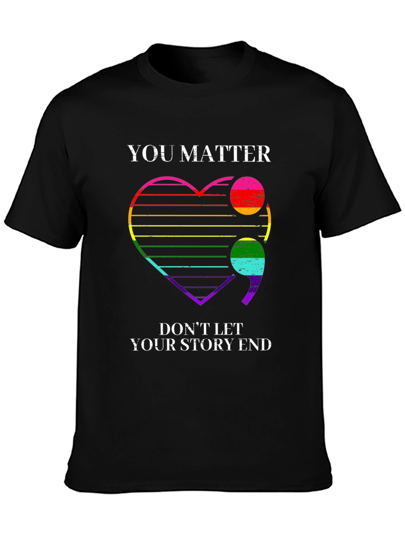 You Matter Semicolon Heart T-Shirt - Mental Health Awareness