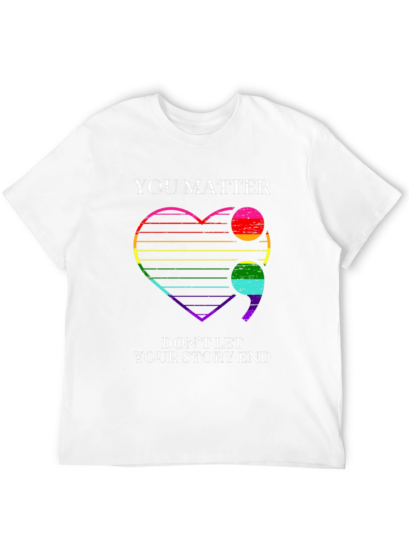 You Matter Semicolon Heart T-Shirt - Mental Health Awareness