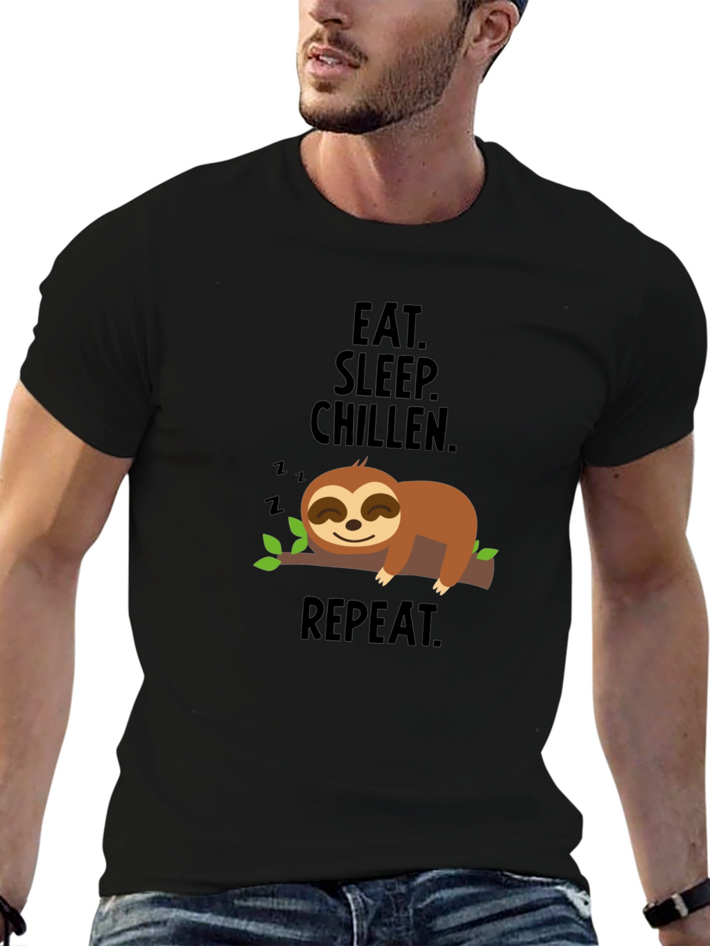 Eat Sleep Chillen Sloth Graphic T-Shirt