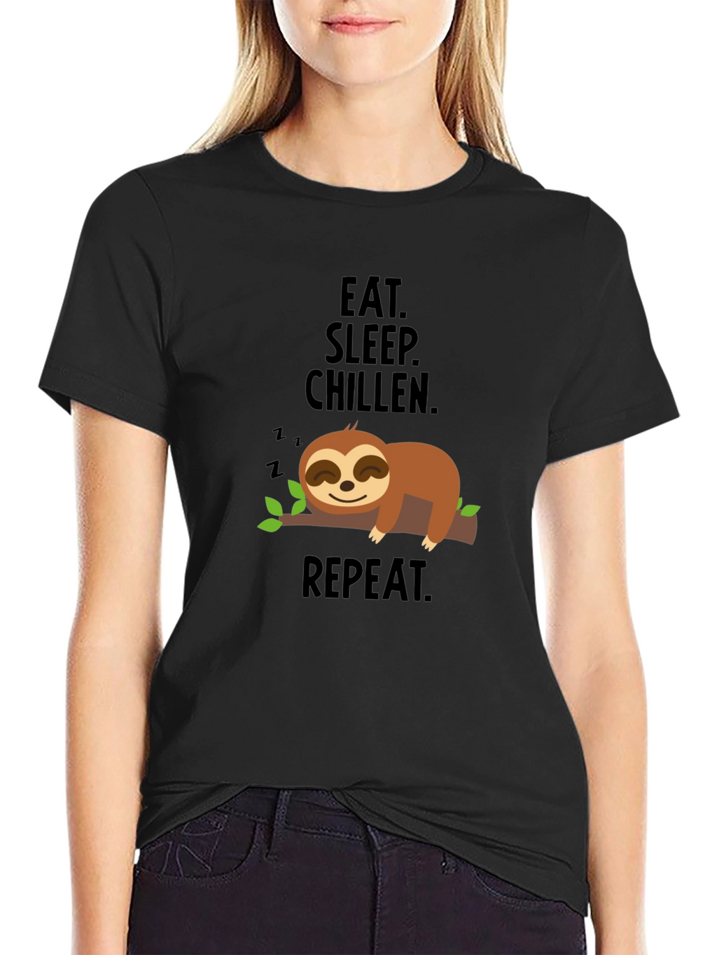 Eat Sleep Chillen Sloth Graphic T-Shirt